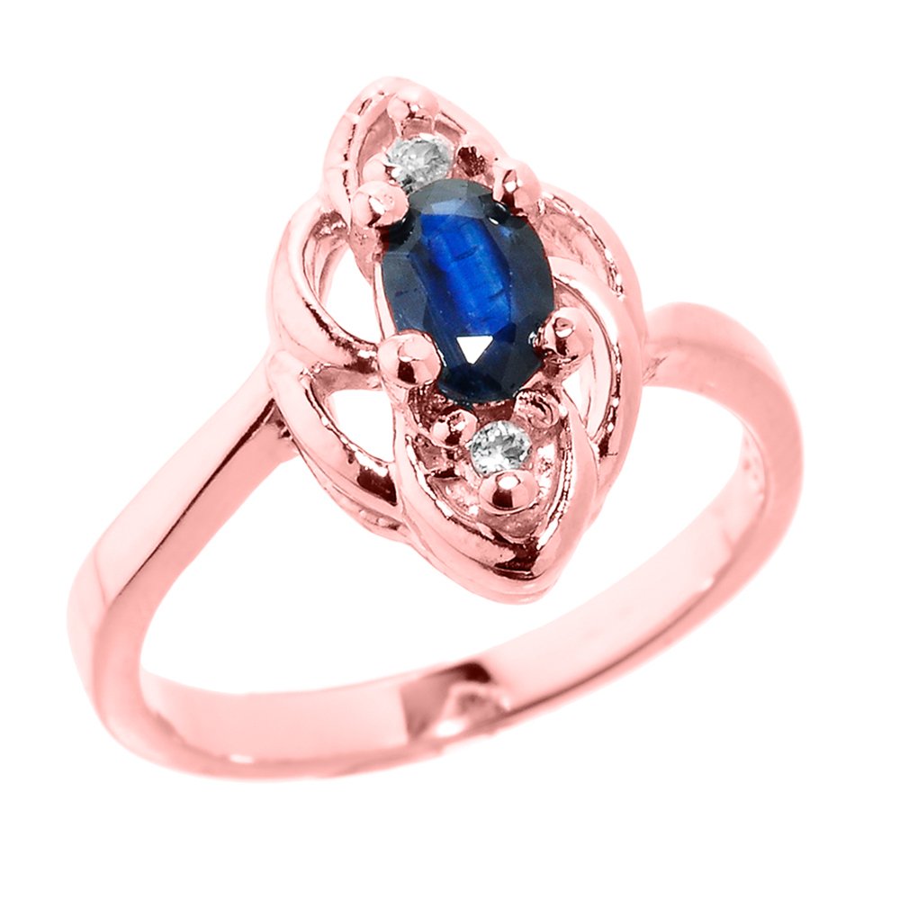 Exquisite 3-Stone Blue Sapphire Engagement Ring in Rose Gold with Diamond Accents - Size 7.75 - Perfect for Proposals, Anniversaries & Special Occasions