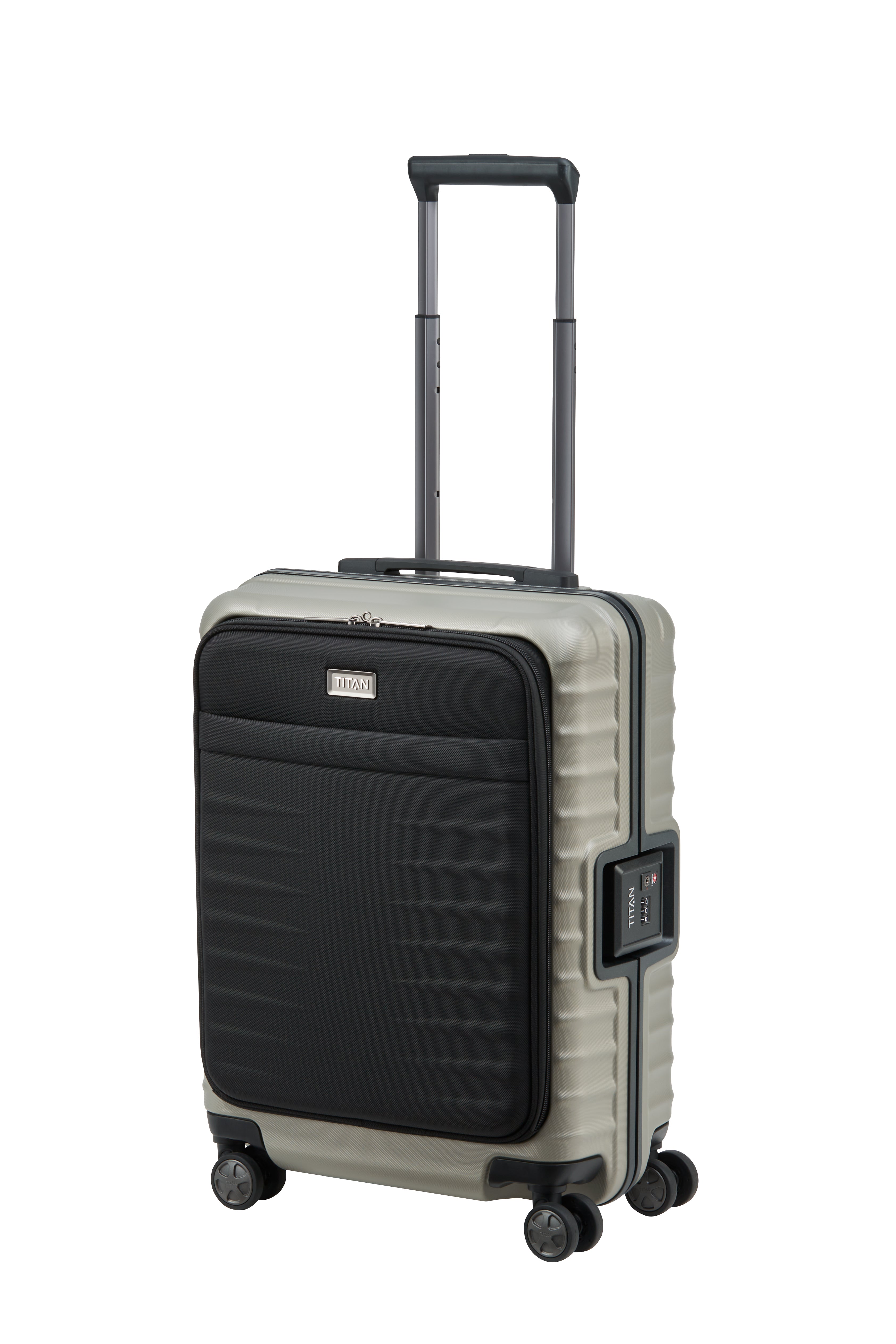 Titan LITRON Frame Trolley S Carry On Luggage with Front Pocket - Lightweight Spinner Suitcase for Business Travel & Weekend Getaways