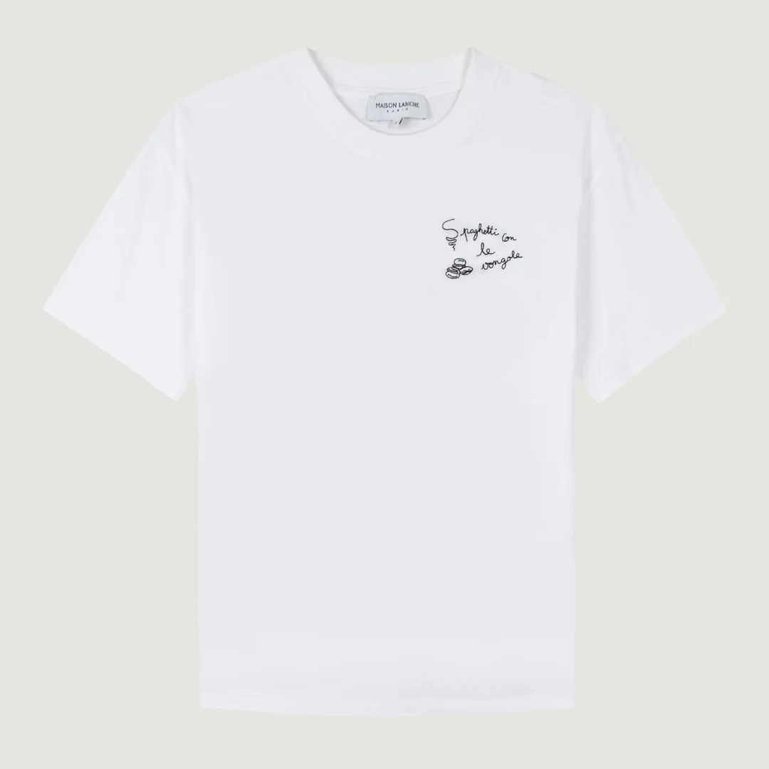 Spaghetti Alle Vongole Vintage T-Shirt - White Cotton Graphic Tee for Men & Women | Italian Food Lovers, Casual Wear, Gift Idea