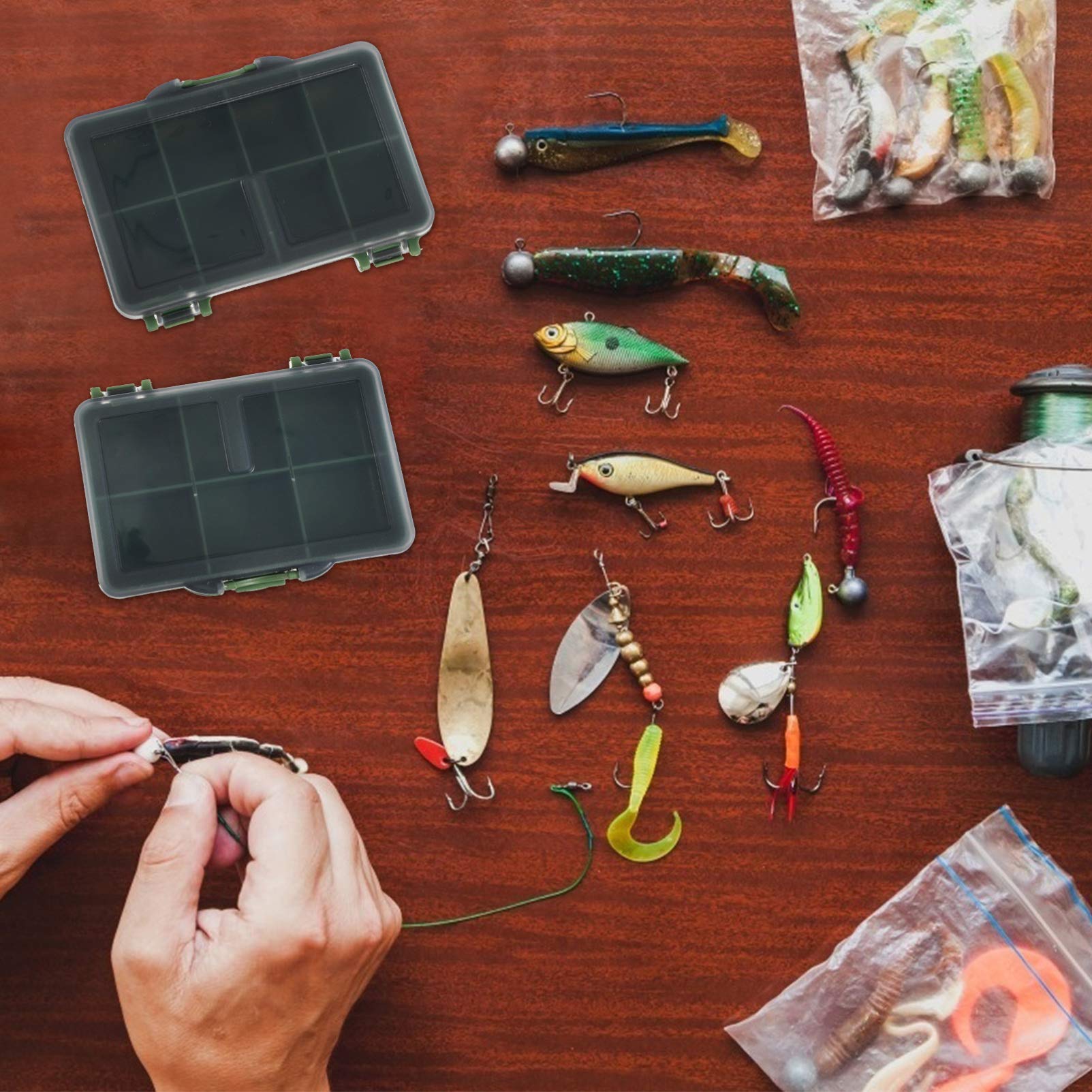 **BESPORTBLE 2-Piece Fishing Tackle Storage Box – Waterproof Bait & Lure Organizer Case with Adjustable Dividers – Perfect for Freshwater & Saltwater Fishing Trips**    *(Use Case: Ideal for organizing hooks, lures, and fishing accessories during boat trips, shore fishing, or camping adventures.)*