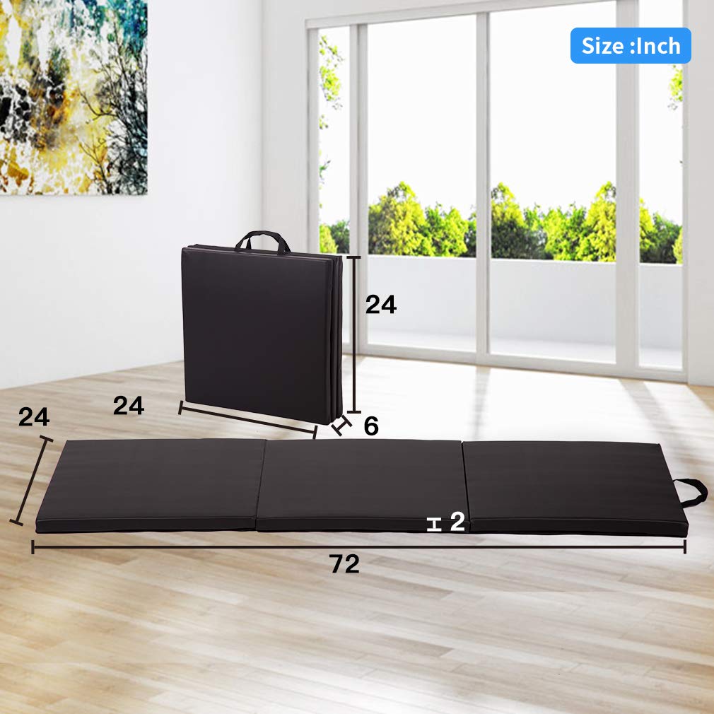 Premium 2-Inch Thick PU Leather Yoga Mat - Non-Slip Exercise Mat for Gymnastics, Pilates & Home Workouts | Folding Design with Carrying Handles | Ideal for Yoga Studios, Gyms & Home Fitness