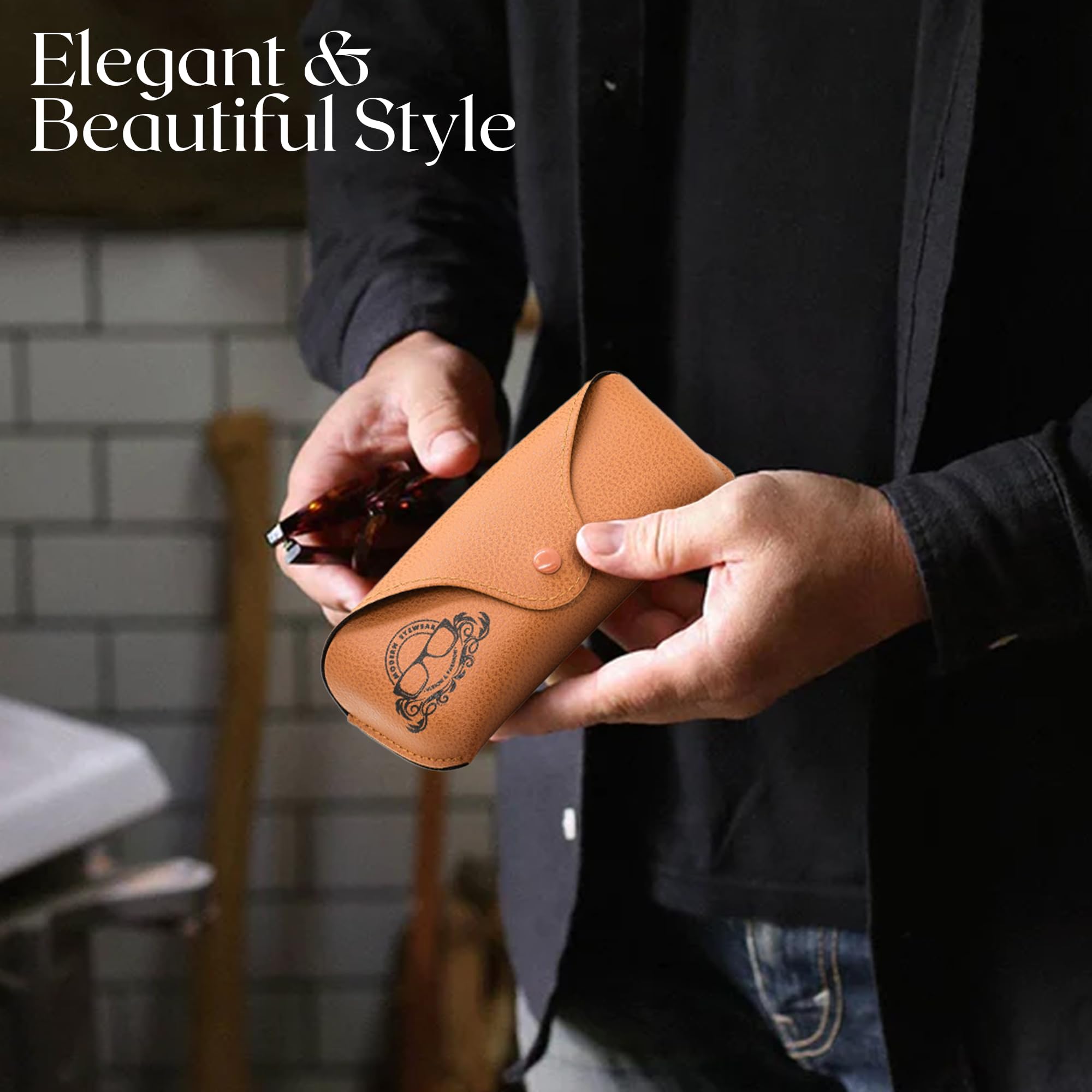 Leather Glasses Case Slim Portable Sunglasses Holder for Men & Women - Perfect for Travel, Office & Daily Use