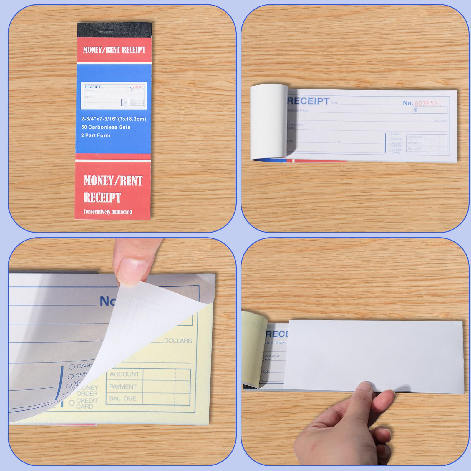 12-Pack Carbonless Money & Rent Receipt Books - 2.75