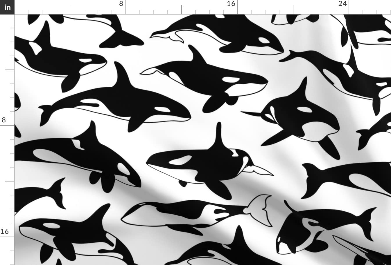Premium Black & White Whale Nursery Print Upholstery Velvet Fabric - Fat Quarter for Home Decor, DIY Projects & Apparel Making - Perfect for Baby Rooms, Throw Pillows & Fashion Accessories