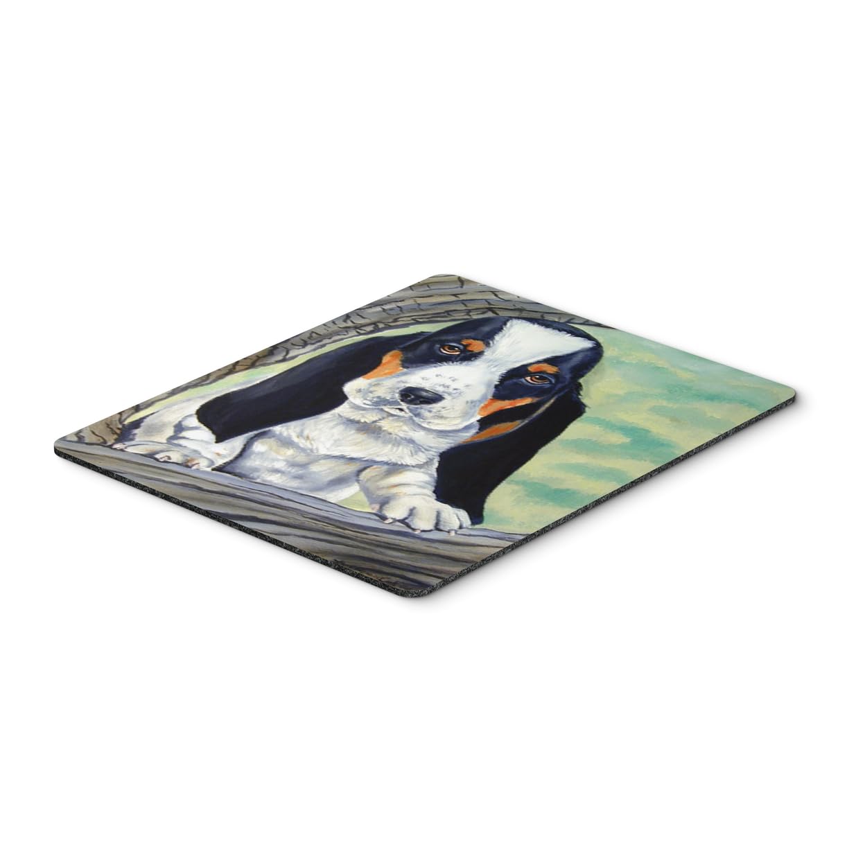 Caroline's Treasures 7002MP Washable Large Mouse Pad with Basset Hound on Branch Design - Non-Slip Desk Mat for Home Office, Gaming & Computer Work | Perfect Gift for Dog Lovers (12x10 Inches)