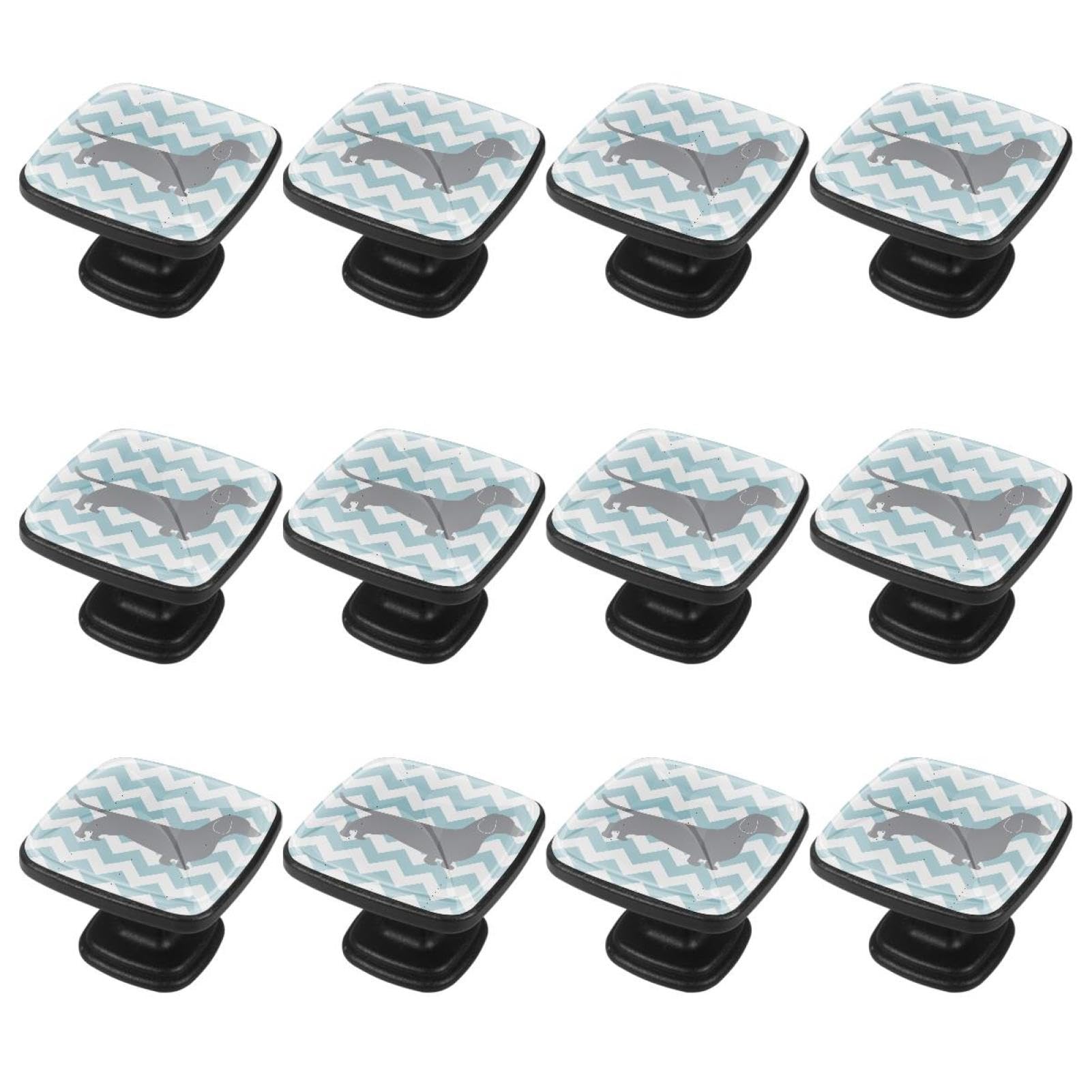 12Pcs Cabinet Handles and Drawer Knobs - Dog Blue Stripe Design for Dressers, Kitchen Cabinets & Furniture (Easy Installation, Durable Hardware) - Perfect for Home Renovation and DIY Projects