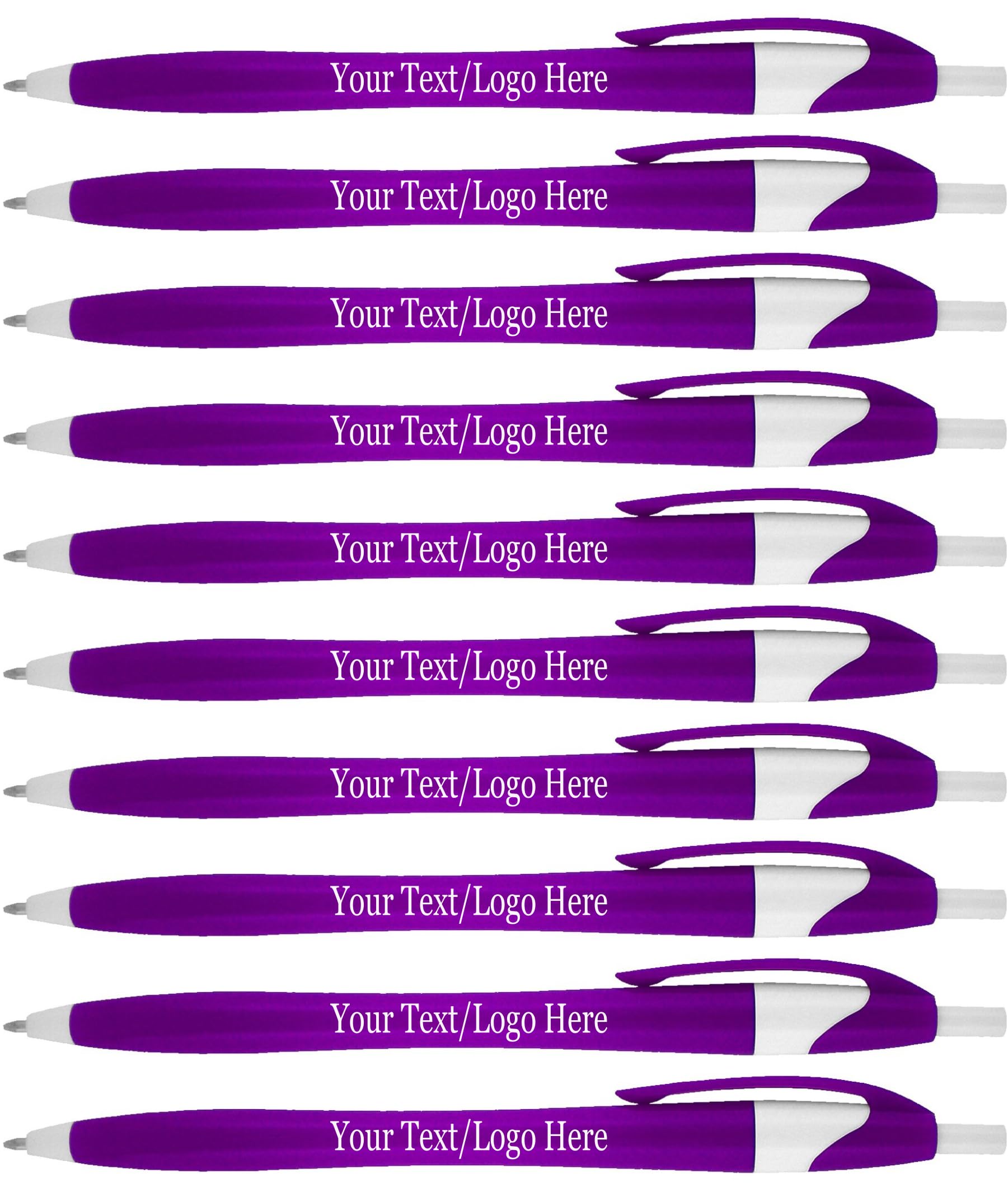 Custom Logo Ballpoint Pens - 500 Pack Bulk Personalized Click Pens with Your Text or Logo for Business, Events & Promotions (Purple Barrel, Black Ink) - Ideal for Corporate Gifts, Trade Shows & Branding