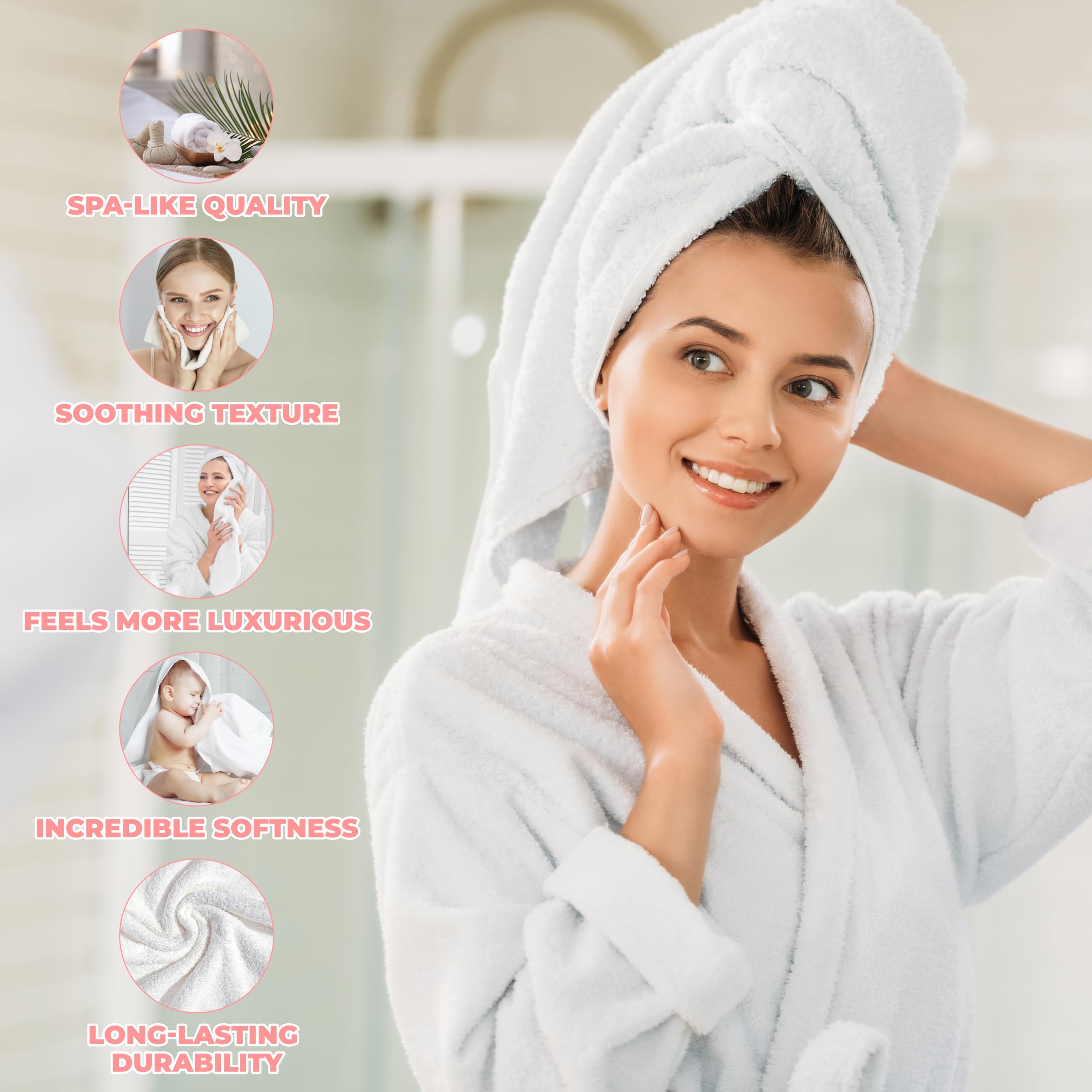 Premium 100% Cotton Bath Towels Set of 2 - Ultra Soft, Fluffy & Highly Absorbent - Oversized Luxury Bath Towels in Ivory - Perfect for Spa, Bathroom & Hotel Use