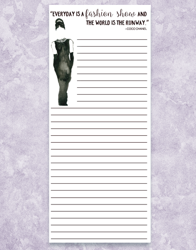Fashion Show Shopping List Pad - Stylish & Functional Notepad for Runway Shopping - Perfect for Fashion Enthusiasts & Event Planners