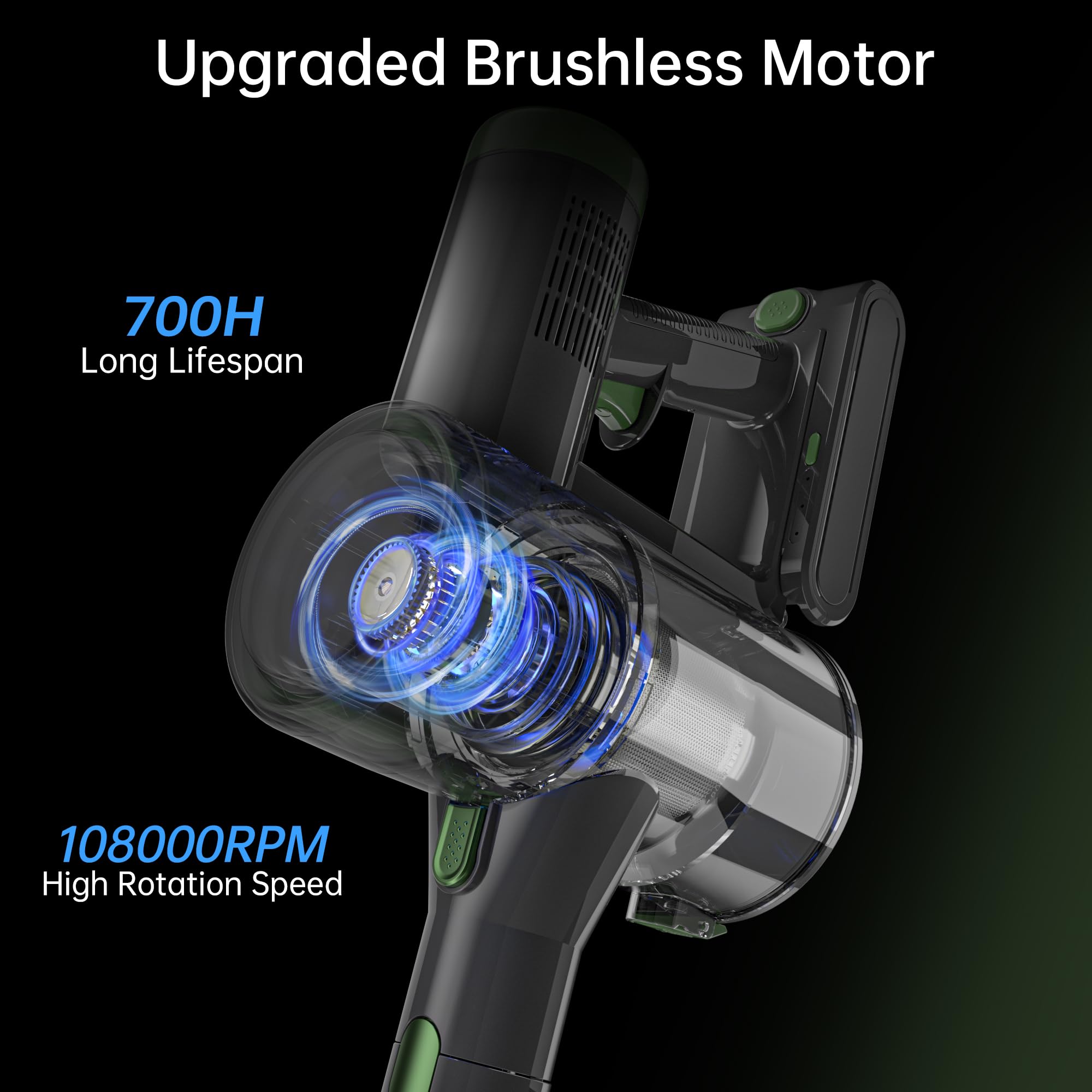 450W 45KPA Cordless Vacuum Cleaner - 50 Mins Runtime, Self-Standing Stick Vacuum with Wall Mount Charging, Anti-Tangle Technology - Rechargeable Handheld Vacuum for Pet Hair, Carpet & Hard Floors | Perfect for Quick Cleanups, Pet Owners & Multi-Surface Homes