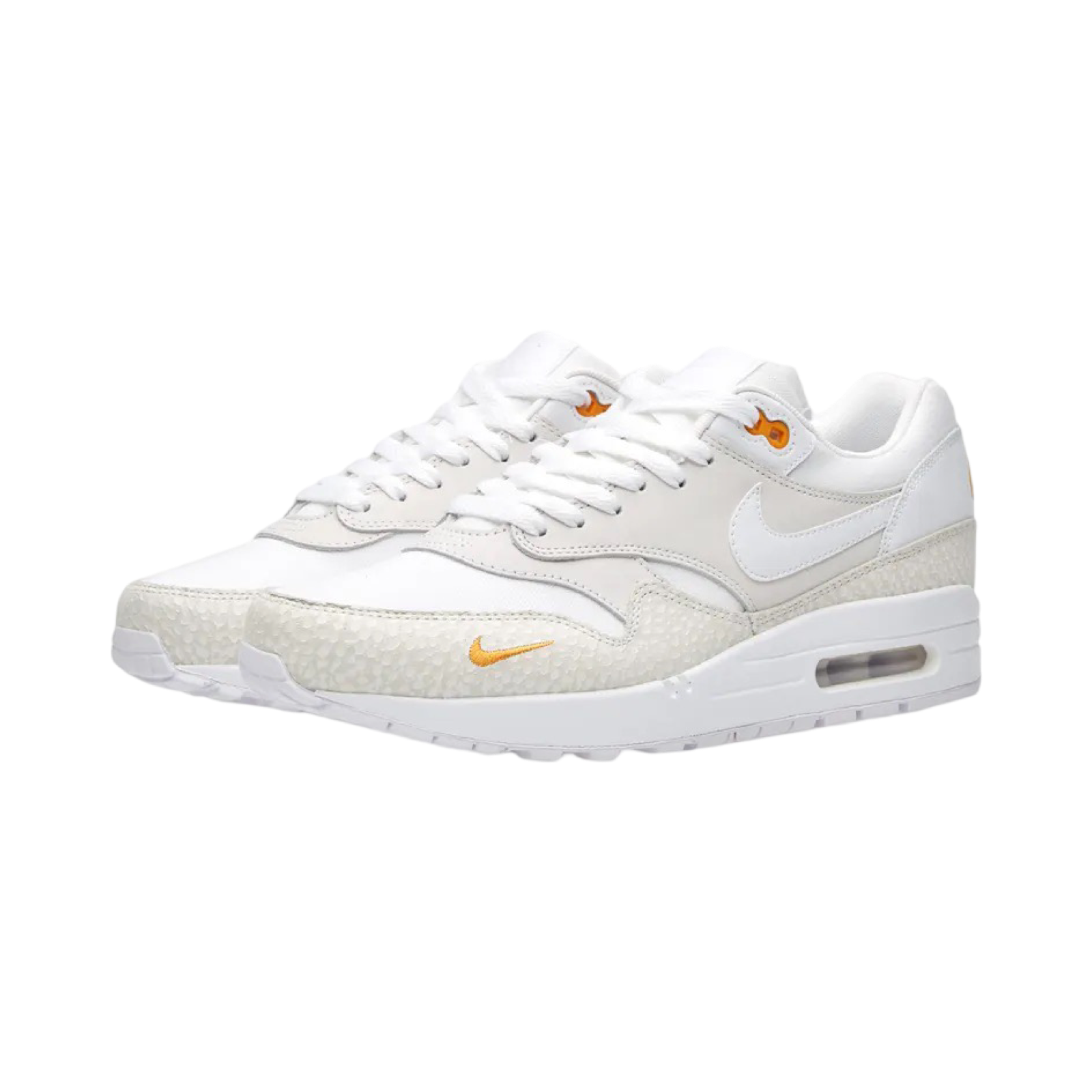 Nike Air Max 1 Men's Running Shoes - White Kumquat Colorway | Lightweight Cushioned Sneakers for Jogging, Gym Workouts & Casual Wear