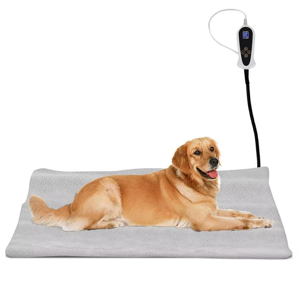 Adjustable Electric Pet Heating Pad for Cats & Dogs - Waterproof Heated Mat with Timer, Temperature Control & Chew-Resistant Steel Cord - Perfect for Indoor Pet Beds, Winter Warmth & Arthritis Relief