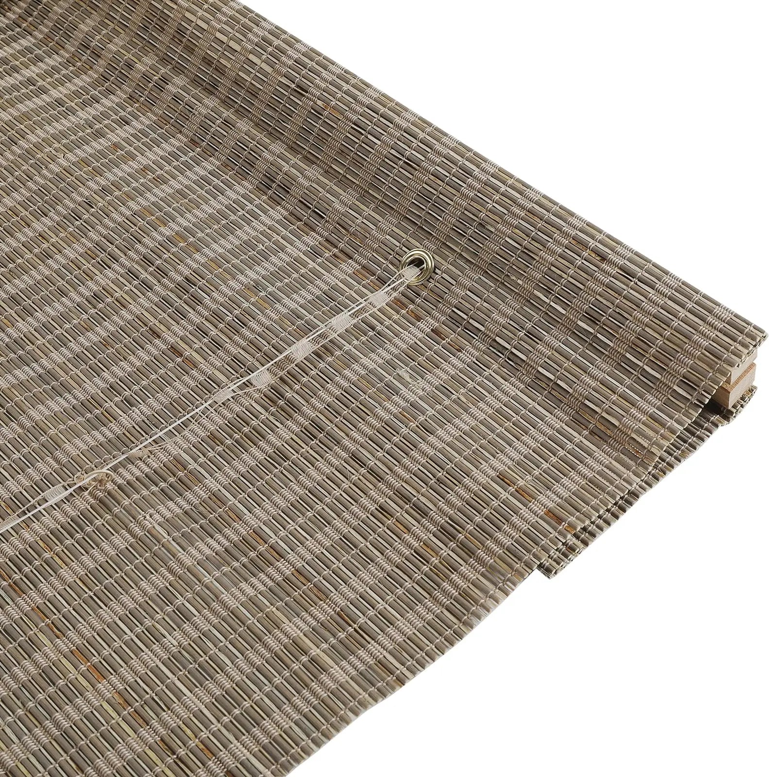 Natural Ramie Bamboo Woven Window Shade - Woodsmoke Color | Eco-Friendly Room Darkening Window Treatment for Living Room & Bedroom