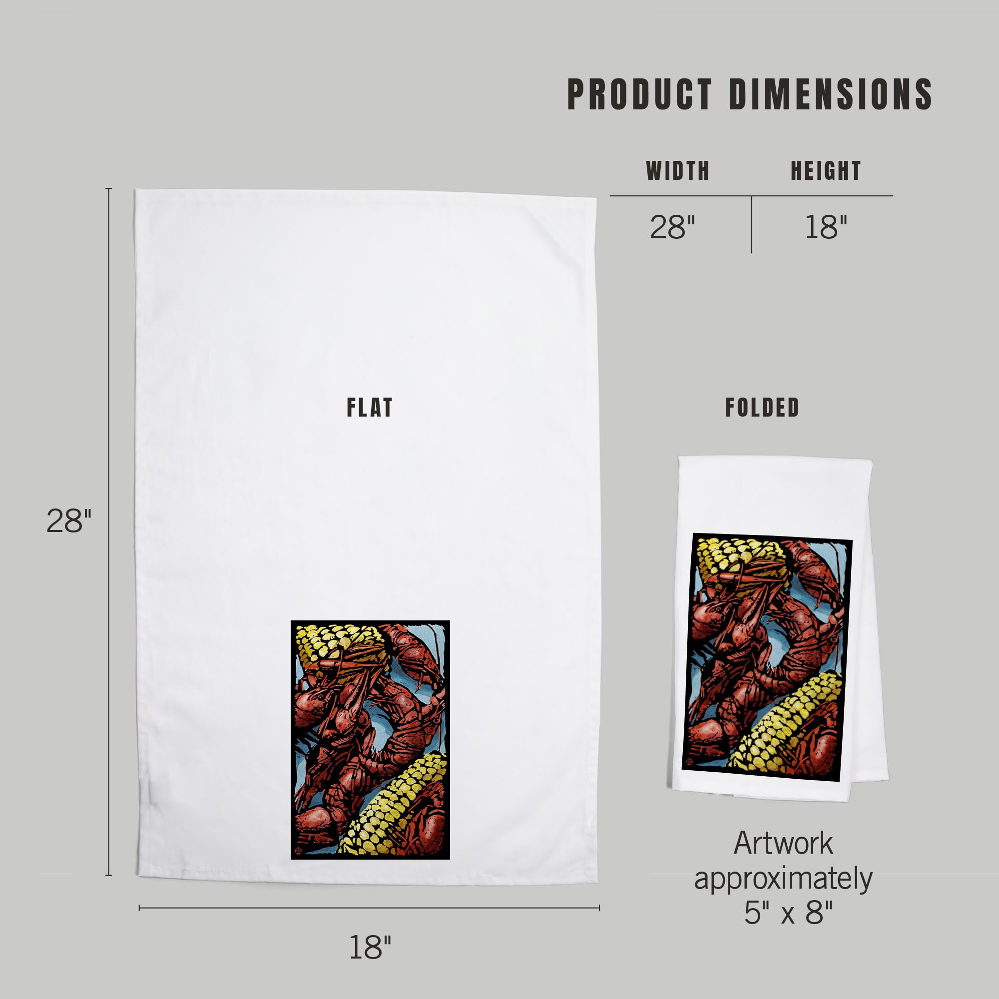 Lantern Press Crawfish Scratchboard Tea Towel - 100% Cotton Decorative Hand Towel for Kitchen & Home | Perfect for Cajun Cooking, Southern Decor, and Gift Giving