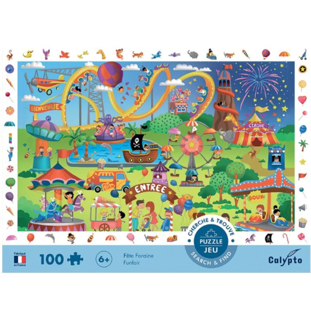 Calypto Jigsaw Puzzle - Search & Find Fun Fair 100 Piece Puzzle for Kids & Adults - Perfect for Family Game Night & Educational Play