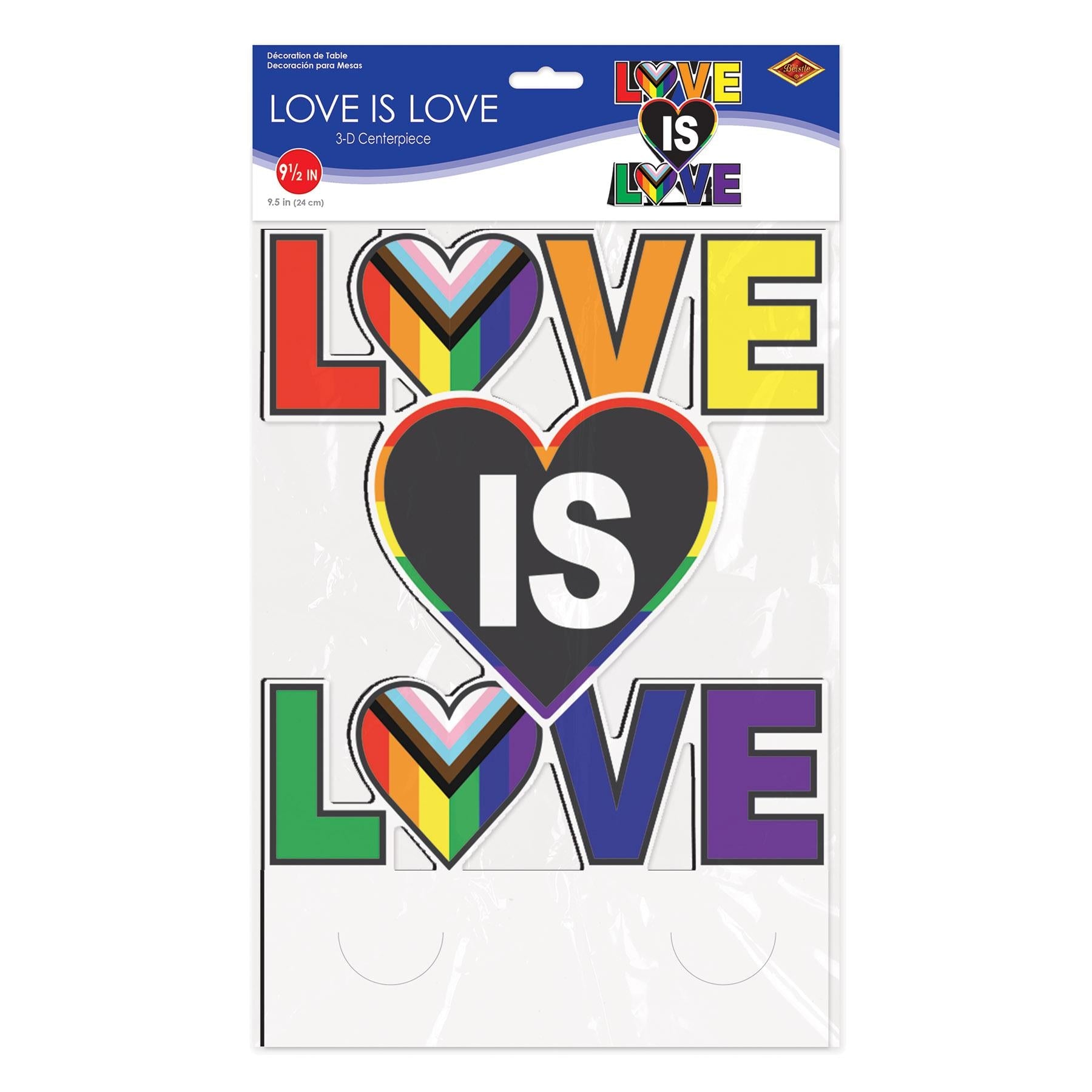12 Pack Beistle 3D Love is Love Party Centerpieces - Rainbow Pride Decorations for LGBTQ+ Weddings, Anniversaries & Pride Month Celebrations