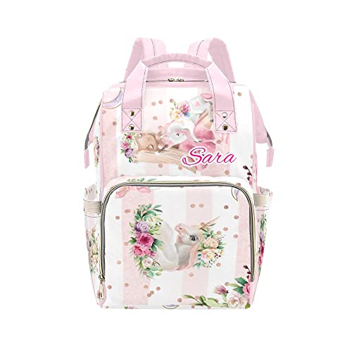 Custom Personalized Watercolor Ballerina & Unicorn Diaper Backpack - Monogrammed Baby Bag for Moms & Dads - Nursing, Travel & Daycare Essentials - Perfect for Parenting, Hospital Visits & Family Outings