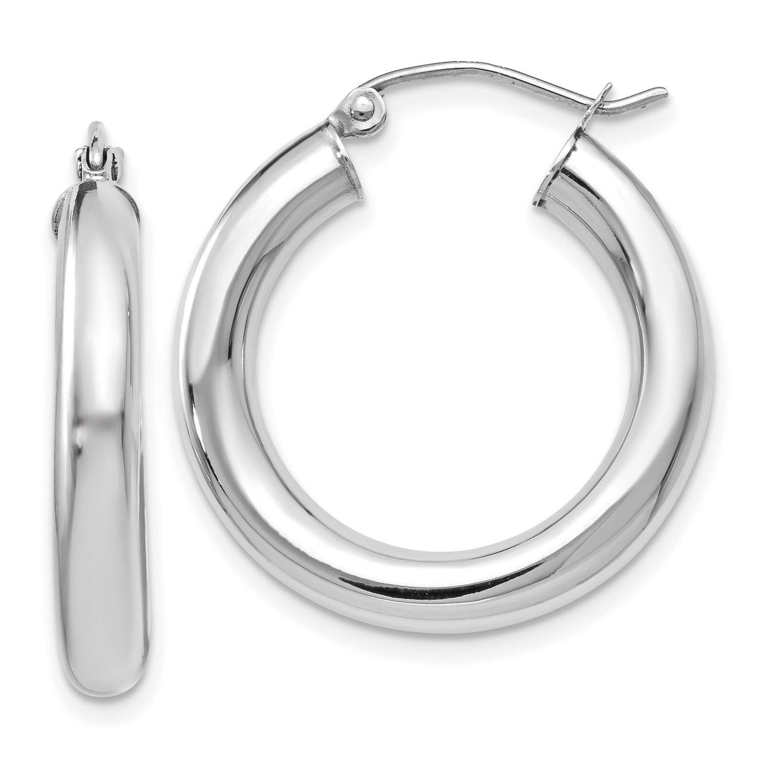 14K White Gold Lightweight Hoop Earrings 26x24mm - Elegant Everyday Jewelry for Women, Perfect for Work, Date Night & Special Occasions