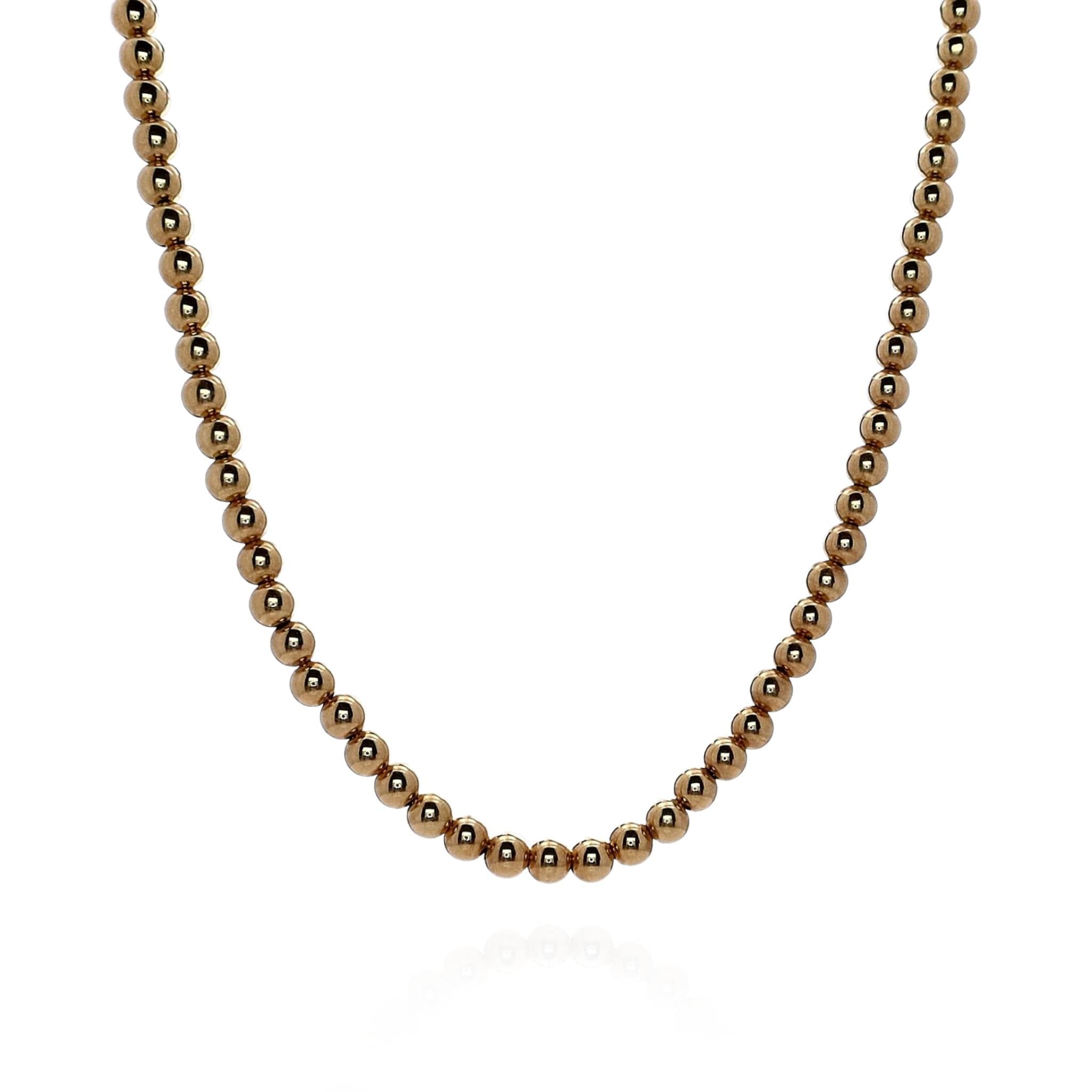 14K Yellow Gold 16-18 Inch Polished Bead Necklace for Women - Elegant Layering Jewelry for Everyday Wear & Special Occasions