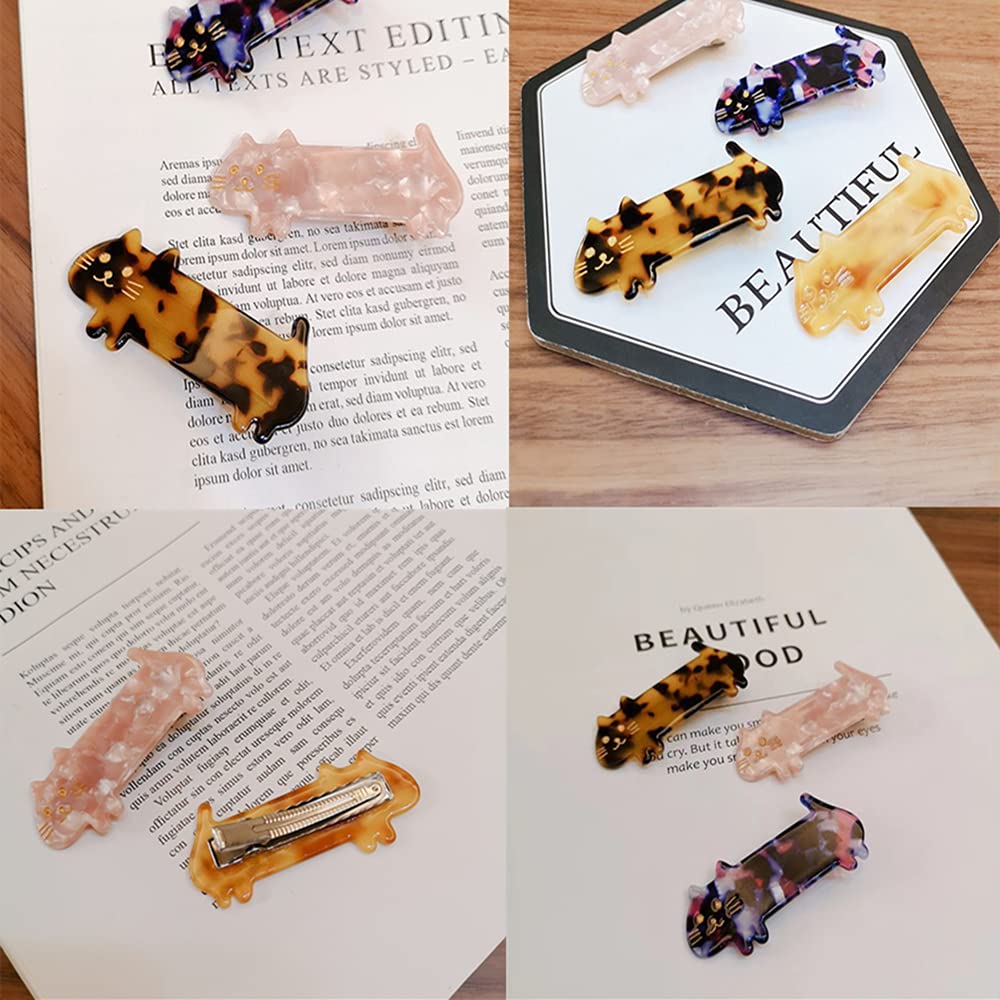 8Pcs Cute Kitty Hair Clips - Fashionable Cat Acrylic Hair Barrettes for Girls, Women, Teens & Students - Perfect for School, Parties & Daily Hair Accessories