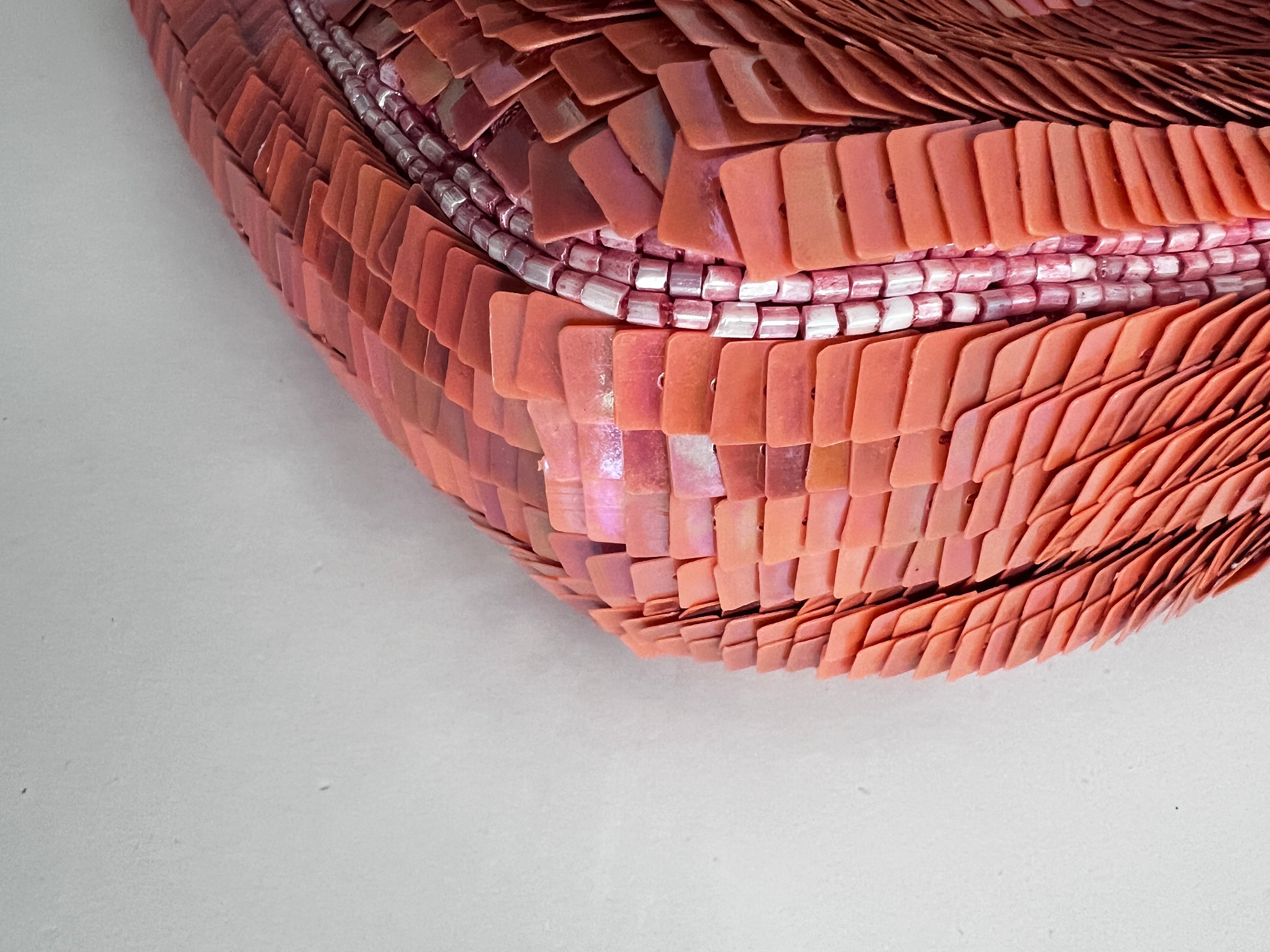 Pre-Owned Fendi Peach Pink Sequin Baguette Shoulder Bag | Vintage Designer Handbag for Women | Perfect for Parties, Weddings & Evening Events