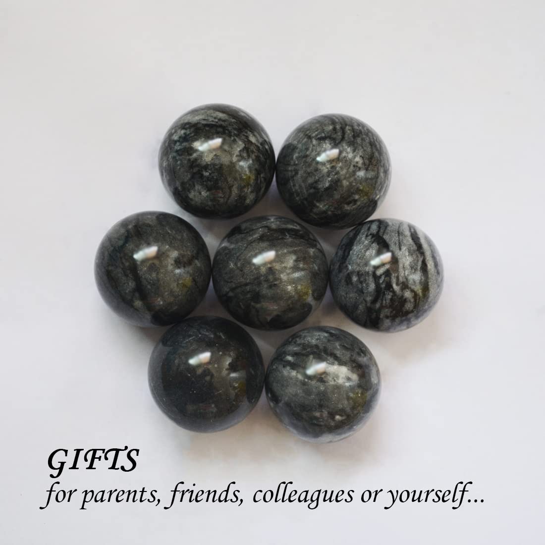 Chinese Exercise Massage Balls - Grey-Black Marble Baoding Balls for Stress Relief, Hand Therapy & Arthritis Relief (1.4 Inch with Storage Bag) | Perfect for Tai Chi, Zen Meditation & Finger Relaxation