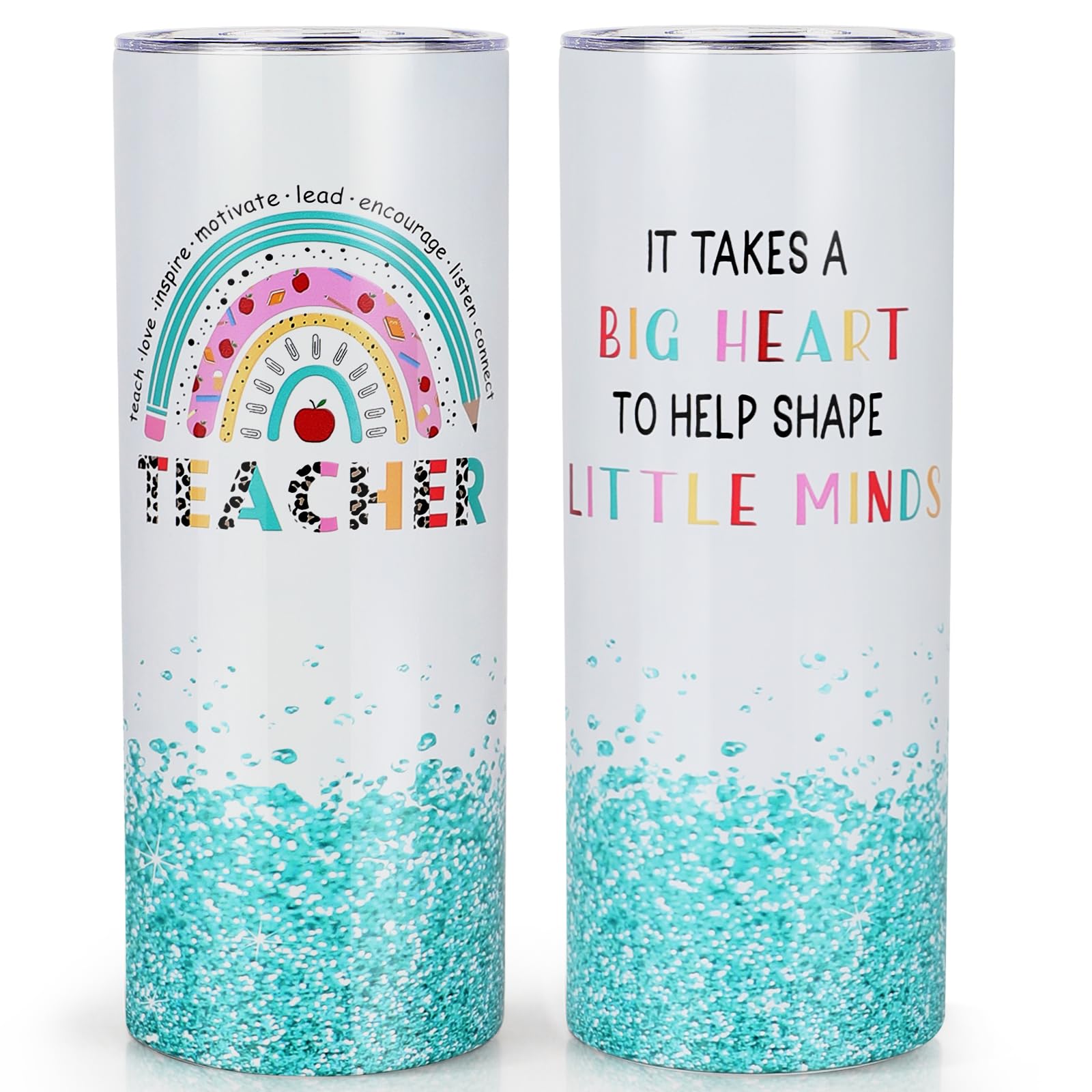 UAREHIBY 20oz Insulated Teacher Tumbler - Best Teacher Appreciation Gift for Women, Christmas & Birthday Present, Funny Thank You Gift for Teachers (Blue-Green) - Perfect for Classroom, School & Office Use