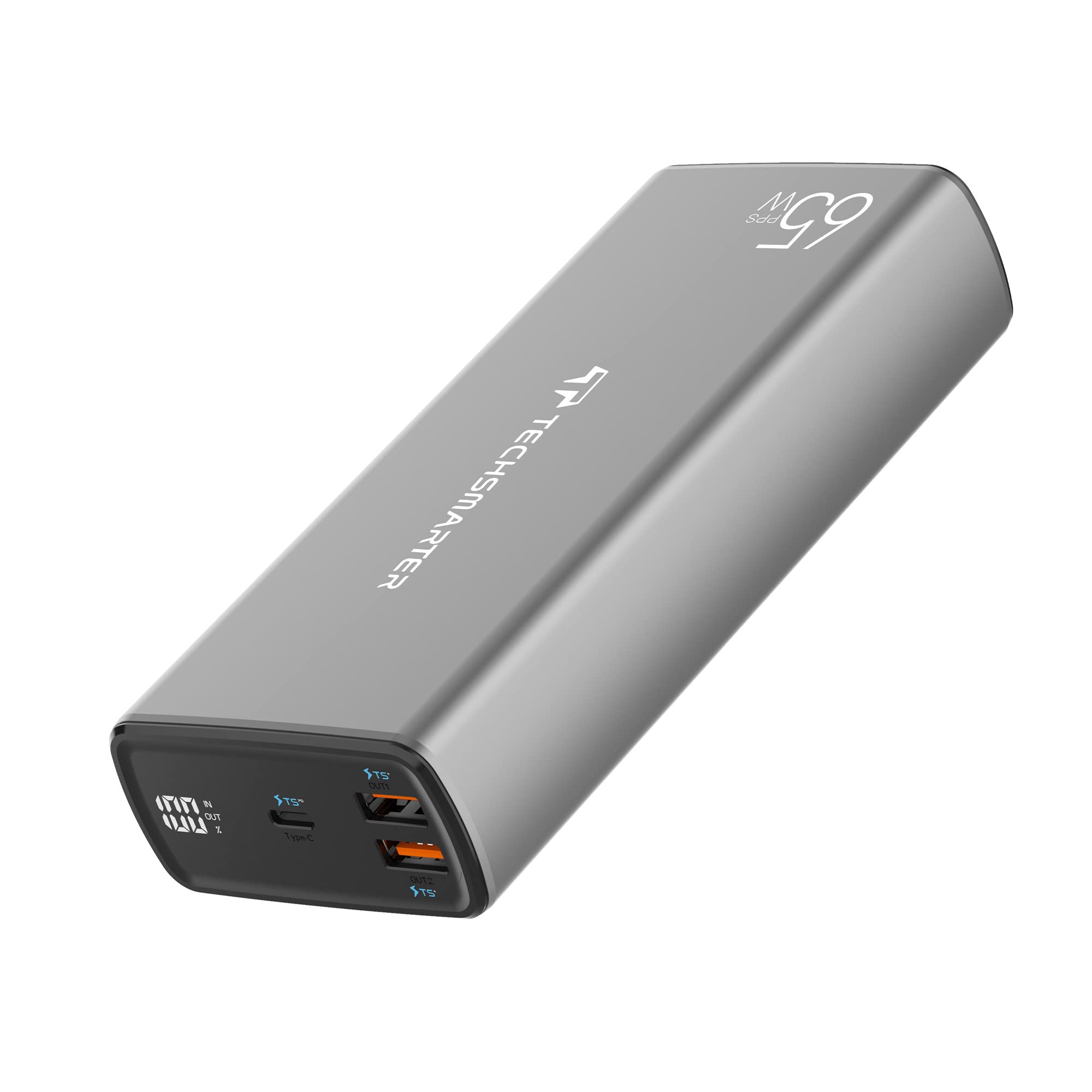 TECHSMARTER 30000mAh 65W USB-C Fast Charging Power Bank - Portable Laptop Charger for MacBook Pro, Dell, HP, Chromebook | Phone Charger for iPhone 16/15/14, Samsung Galaxy S24/S23, iPad Pro, Androids | Perfect for Travel, Work, Gaming & Outdoor Adventures