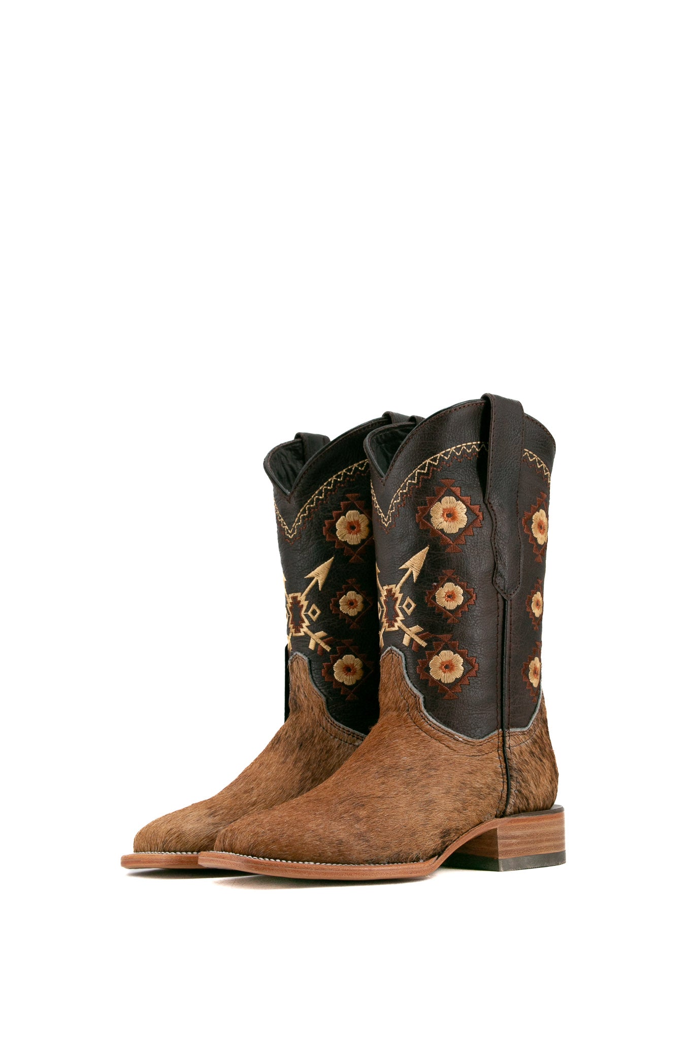 Women's Cowhide Square Toe Cowgirl Boots - Size 7 Western Ankle Booties | Perfect for Country Dancing, Rodeo Events & Casual Outfits
