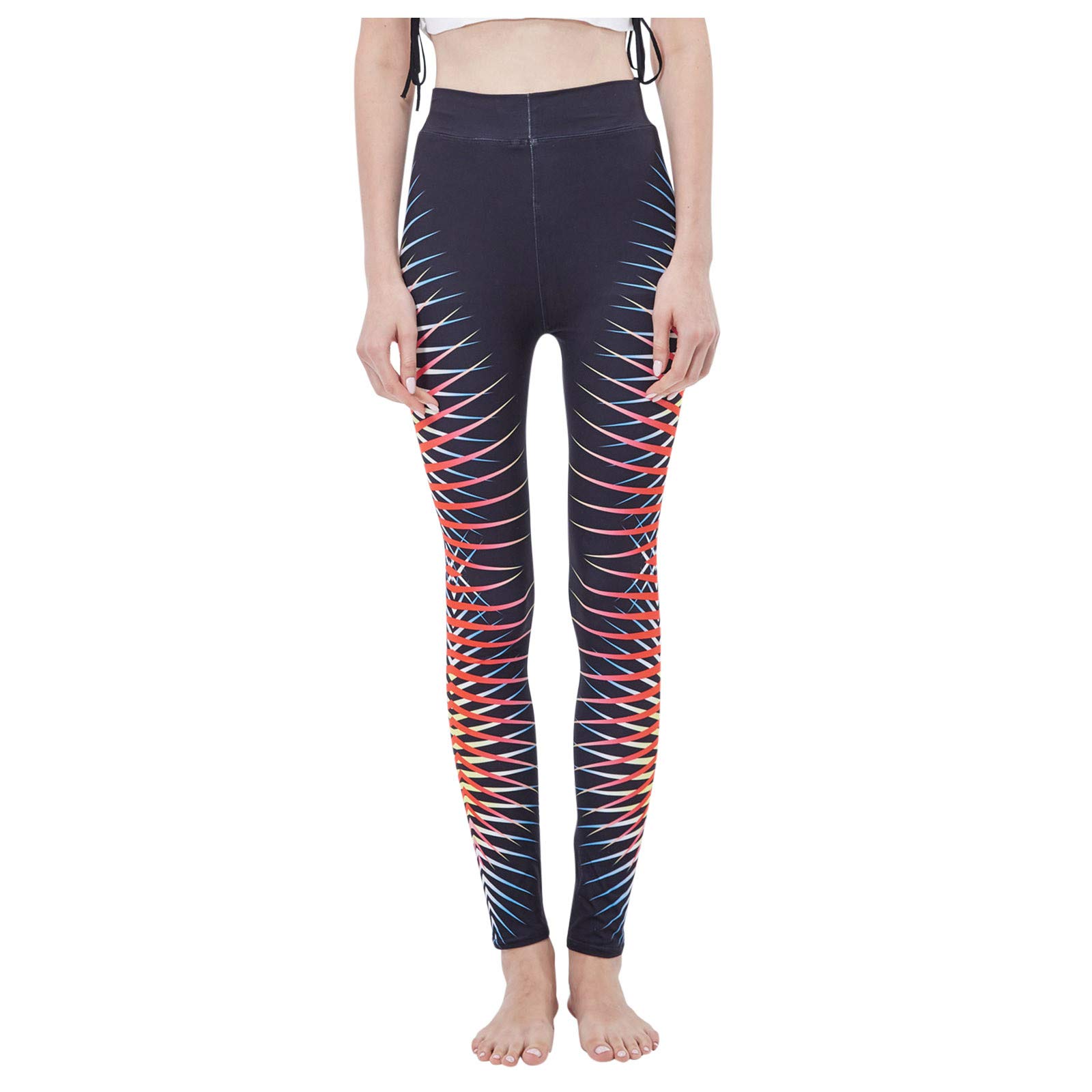 KAPUALE Women's Digital Peach Print High Waist Yoga Pants - Tummy Control Workout Leggings for Fitness, Running & Lounge Wear - Soft Stretchy Comfortable Activewear