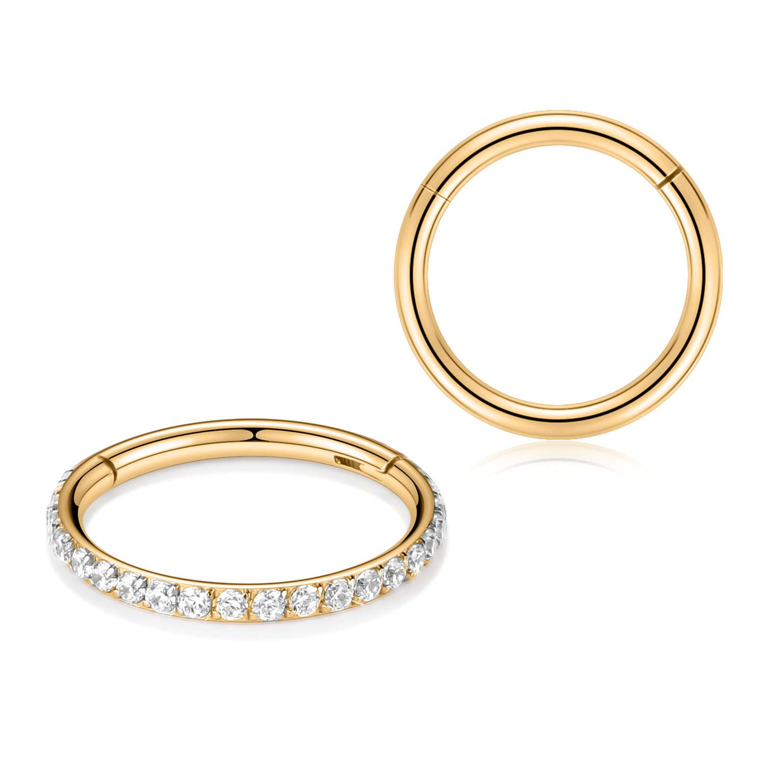 PEAKLINK 16G Surgical Steel Septum Ring - 316L Stainless Steel Daith, Conch, Tragus, Helix, Rook & Cartilage Hoop Earrings - 2Pcs Seamless Clicker Nose & Ear Piercing Jewelry (8mm & 10mm) - Perfect for Everyday Wear, Parties & Body Piercing Enthusiasts