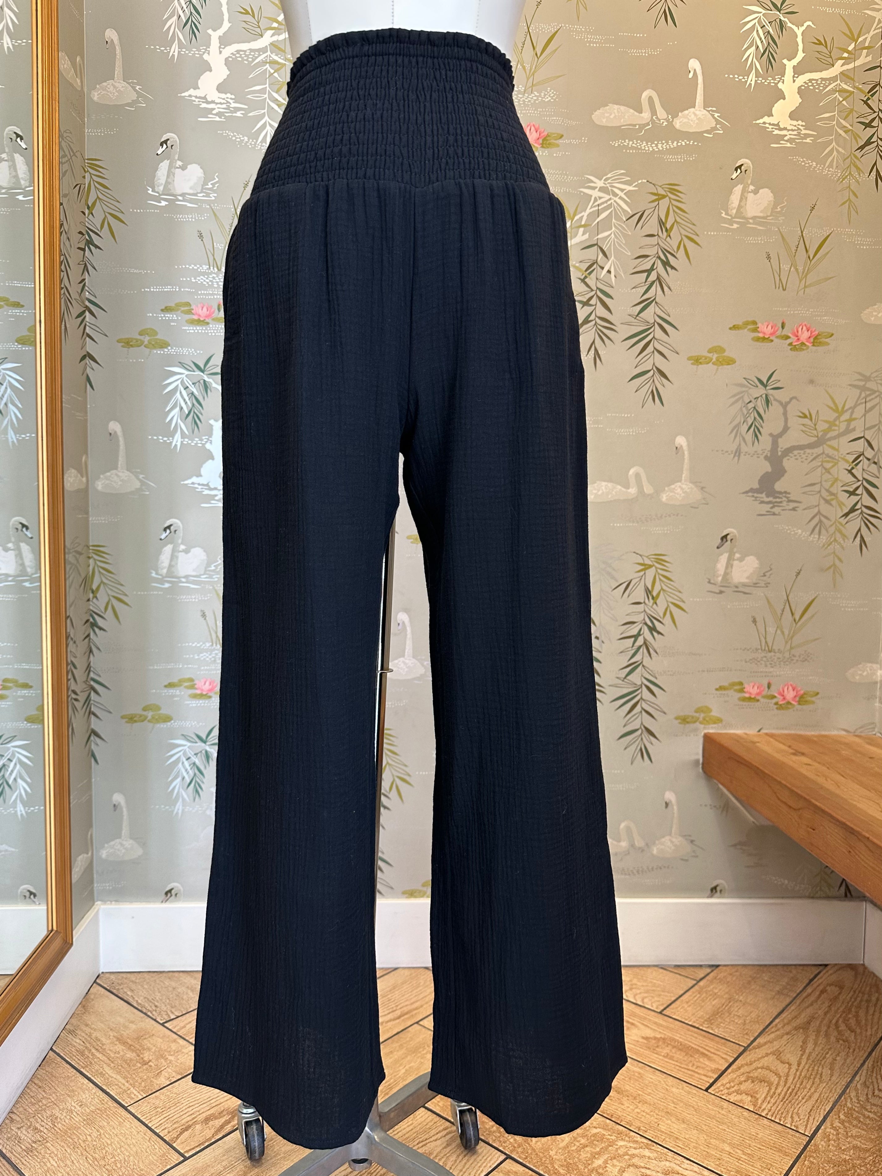 Zoe Smocked Pant for Women - Black High Waist Flare Leg Pants | Elegant & Comfortable for Work, Party, and Casual Wear | PRE ORDER
