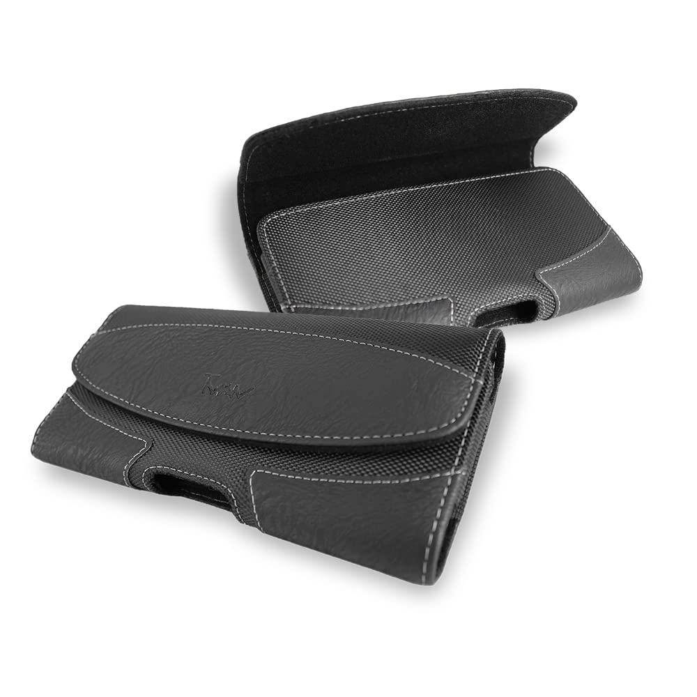 Premium PU Leather Case for Samsung Galaxy Z Fold 3 & Z Fold 2 5G - Belt Loop & Clip Holster Protective Pouch Cover - Durable XL Size Phone Case for Business & Outdoor Use