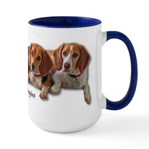 White/Navy Inside - Two Beagles Large Mug