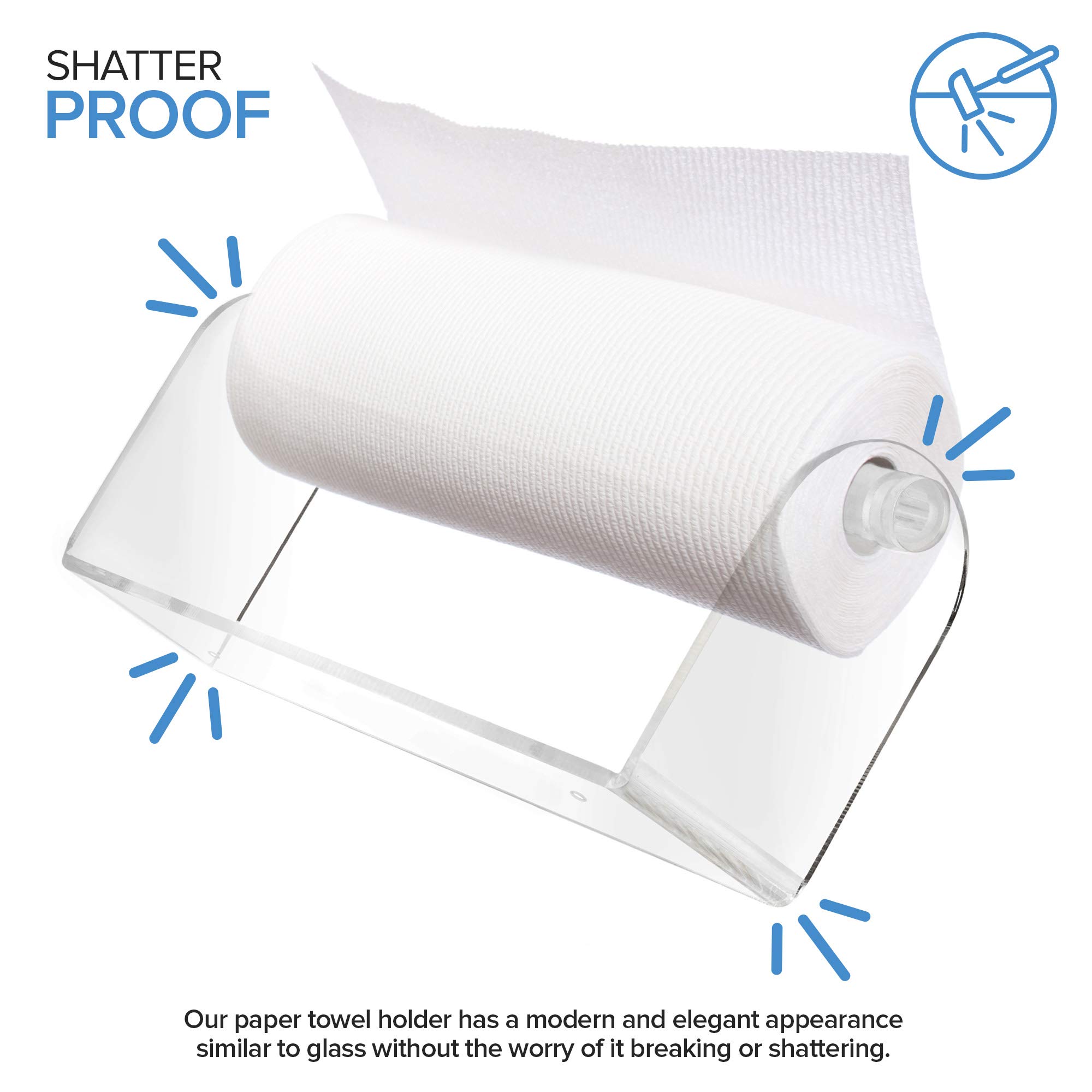 Clear Acrylic Wall Mount Paper Towel Holder - Modern Kitchen & Bathroom Organizer for Home & Office Use