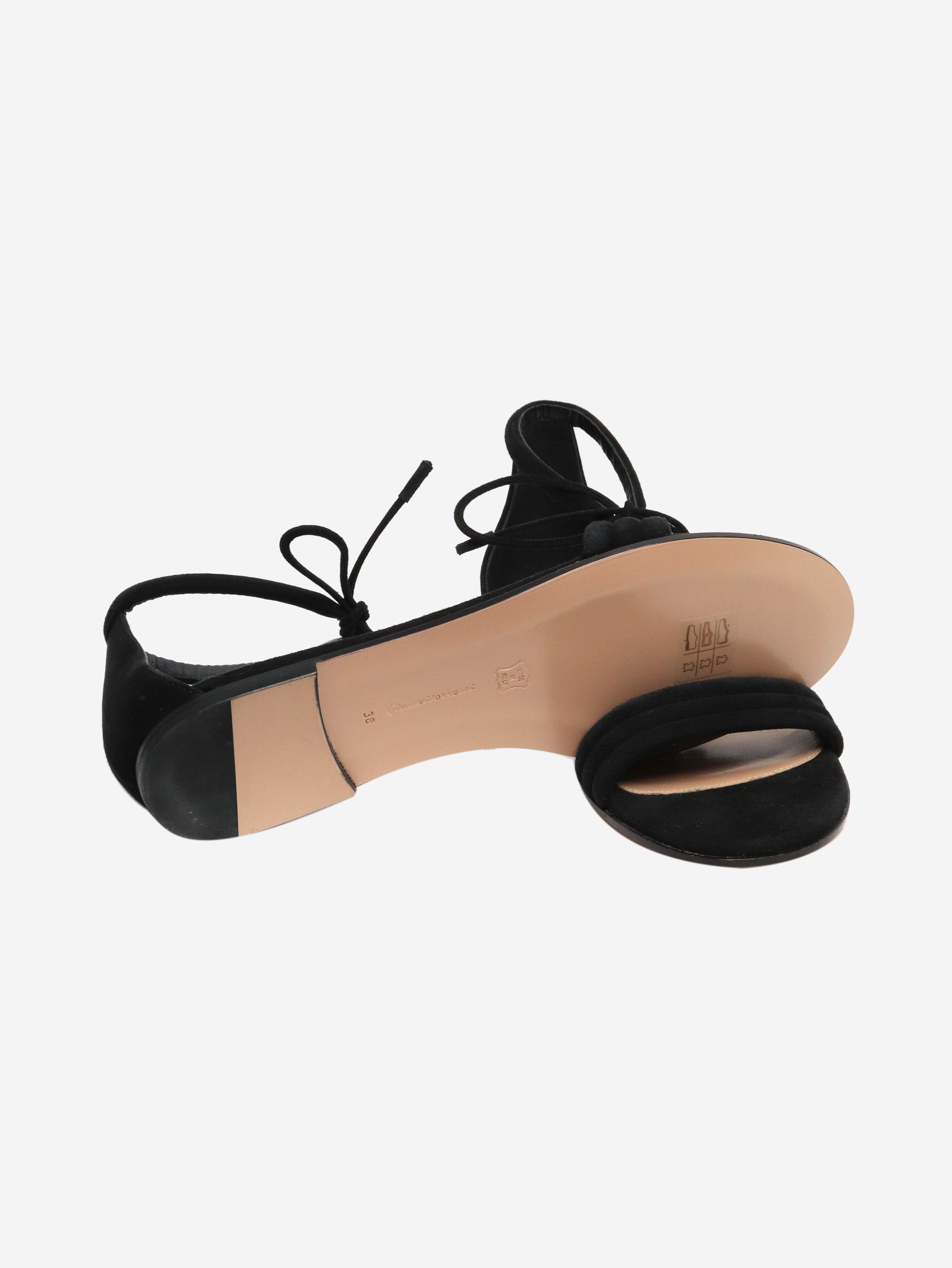 Black Suede Flat Sandals Women's Size 38 EU | Comfortable Summer Casual Shoes for Beach, Vacation & Everyday Wear