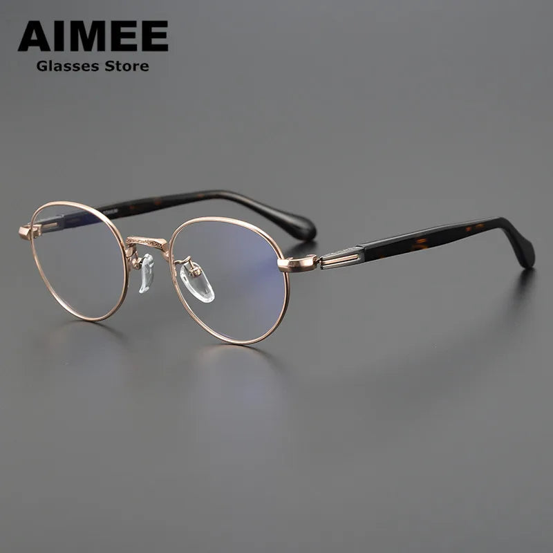 Stylish Aimee Unisex Full Rim Oval Round Titanium Acetate Eyeglasses Frame 11144 - Perfect for Reading, Work & Fashion Accessories