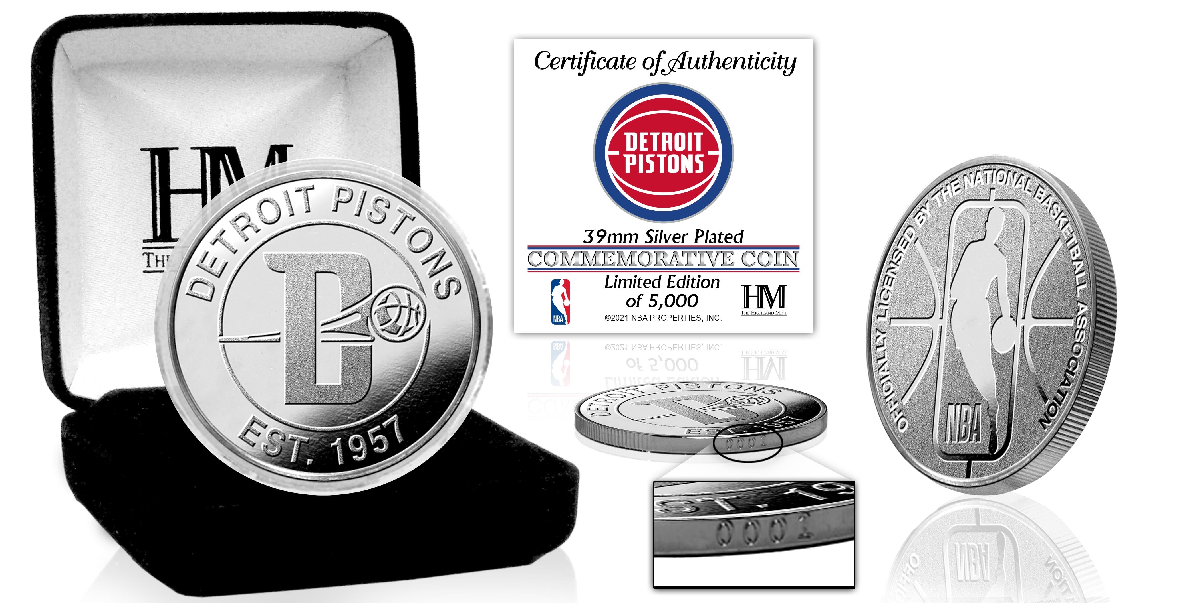 Detroit Pistons Commemorative Silver Mint Coin - Limited Edition NBA Collectible for Fans & Gift Giving - Perfect for Sports Memorabilia Displays & Fan Collections