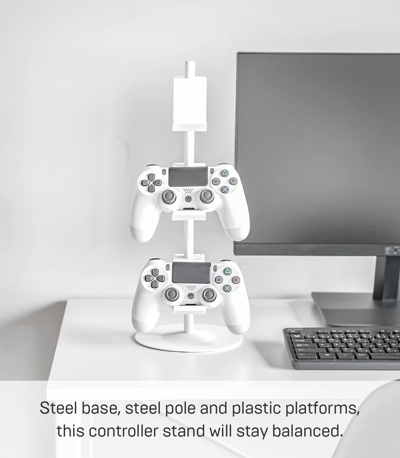 Yamazaki Home Smart Universal Adjustable Game Controller Stand Holder - Steel Gaming Accessory for PS5, Xbox, Nintendo Switch - Perfect for Living Room, Bedroom & Gaming Setup