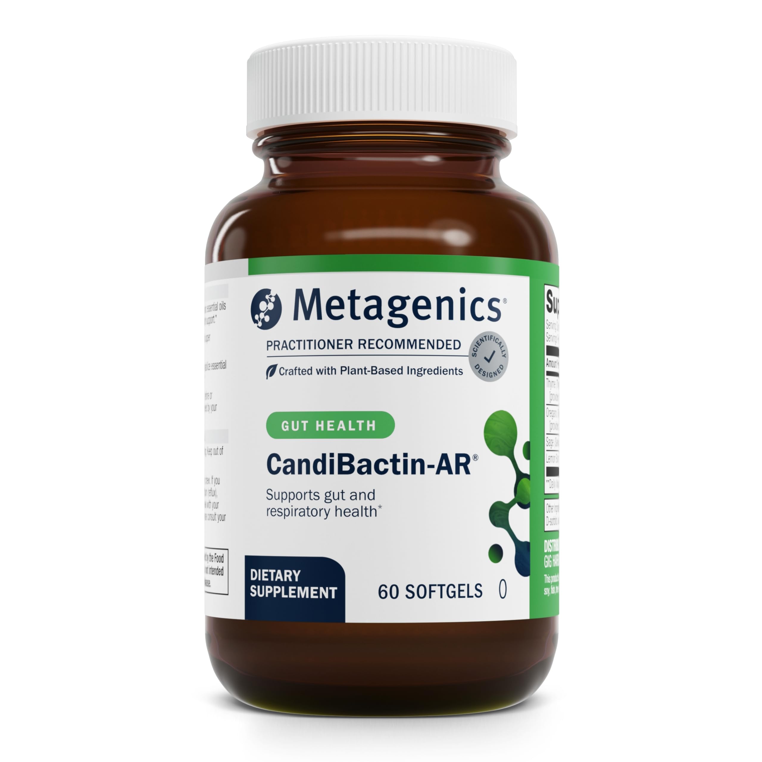 Metagenics CandiBactin-AR - Gut Health Supplement with Thyme Oil & Oregano Oil - Supports Intestinal Microbial Balance - Gluten-Free Essential Oils Softgels (60 Count) - Ideal for Digestive Wellness & Candida Support