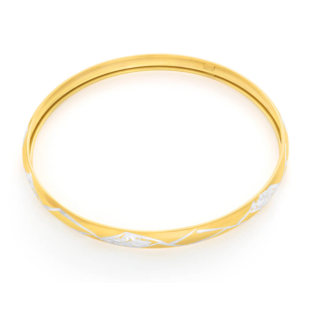 9ct Lovely Yellow Gold Silver Filled Bangle Bracelet for Women - Elegant Stackable Jewelry Gift for Birthday, Anniversary & Special Occasions