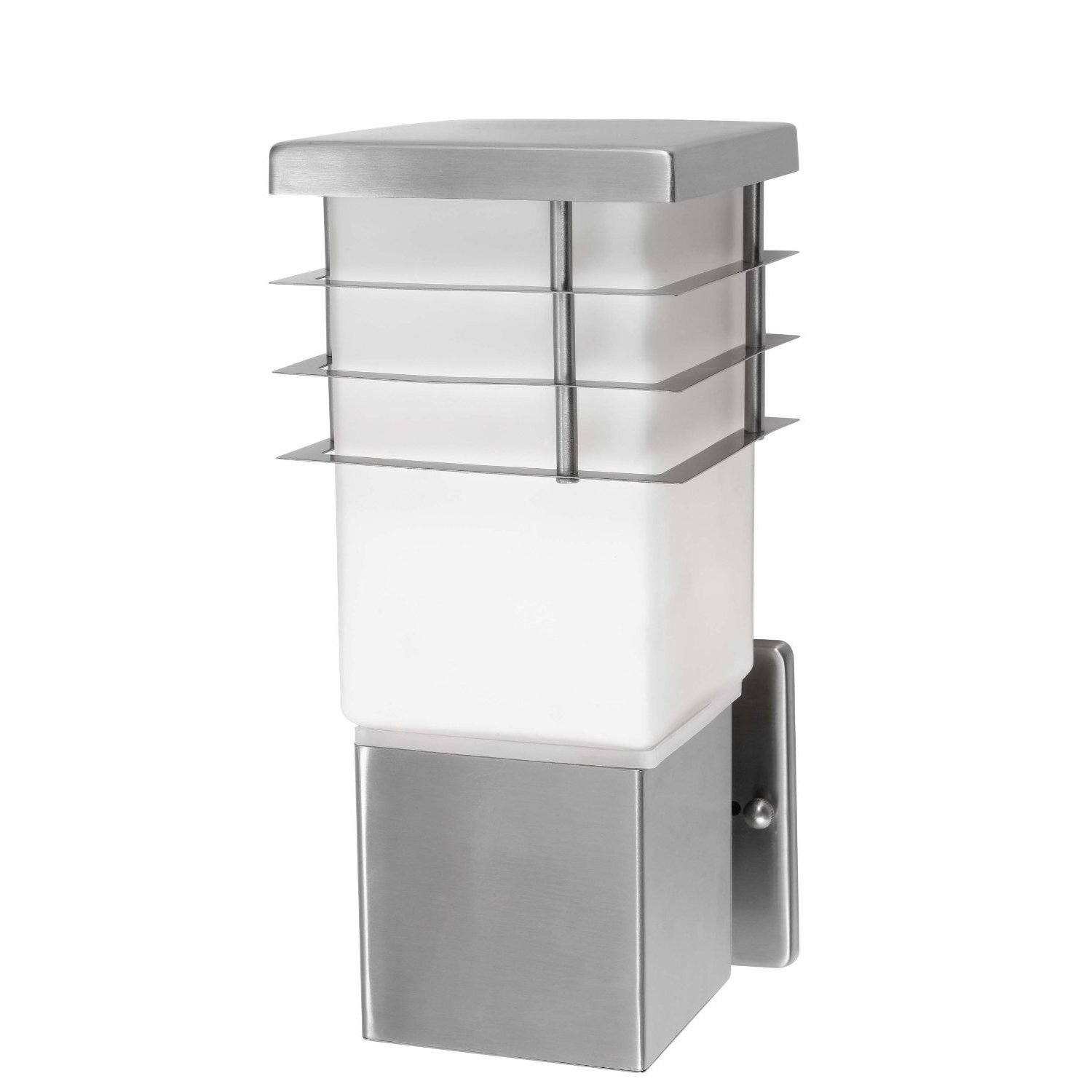 Modern Dimmable Outdoor Wall Light - Stainless Steel & Opal Frosted Glass - Contemporary Design for Patio, Garden, and Porch Lighting