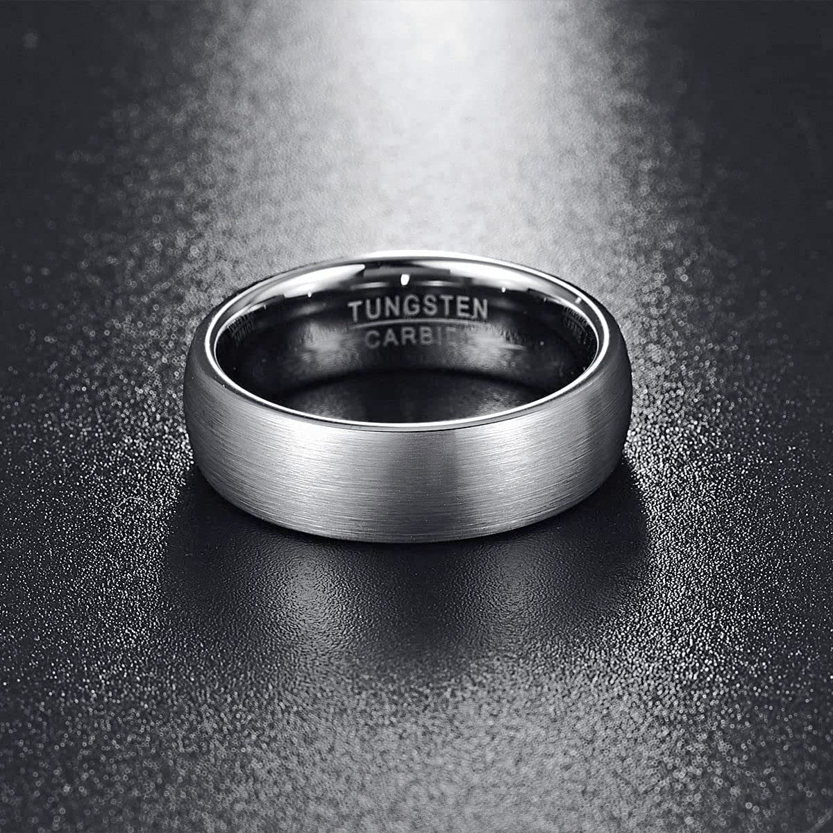 7mm Tungsten Wedding Rings for Men & Women - Domed/Double Beveled Edges, Brushed Finish, Comfort Fit (Size 6-14) - Perfect for Anniversaries, Engagements & Everyday Wear