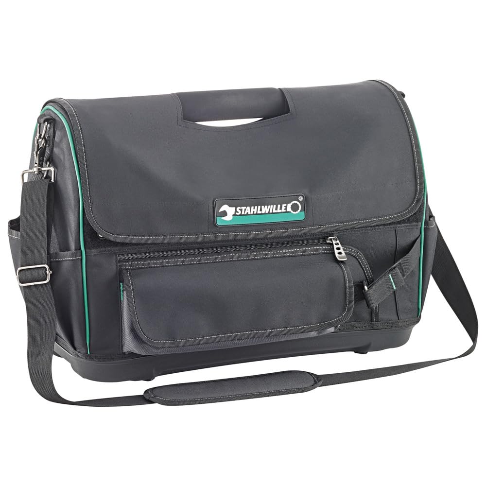 Stahlwille 81620004 Heavy Duty Waterproof Tool Bag with 23 Compartments & 5 Exterior Pockets - 340mm Height x 500mm Width x 220mm Depth - 2.3kg Durable German-Made Organizer for Electricians, Mechanics & Construction Workers