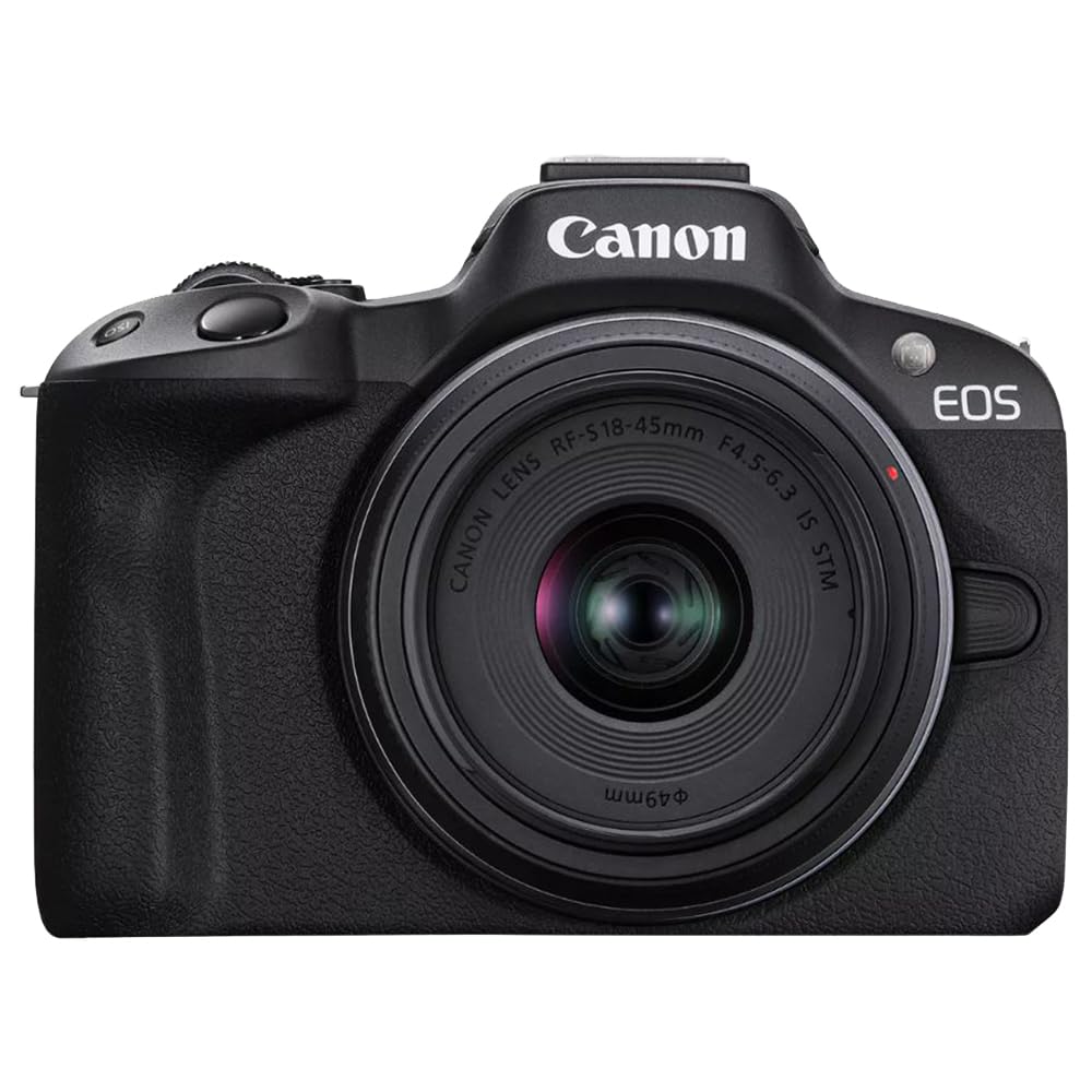 Canon EOS R50 Mirrorless Camera with RF-S 18-45mm Lens Kit - Includes Photography Bag, Microphone, Tripod & Accessories | Perfect for Vlogging, Travel Photography & Content Creation (Black)