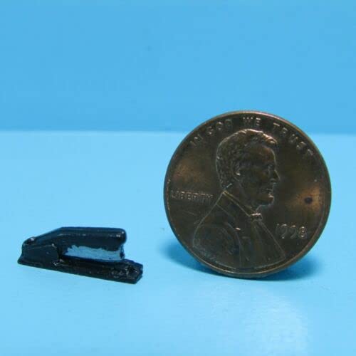 Miniature Metal Black Stapler for Dollhouse & Office Desk - Vintage Dollhouse Furniture & Mini Office Supplies for Collectors and DIY Scenes