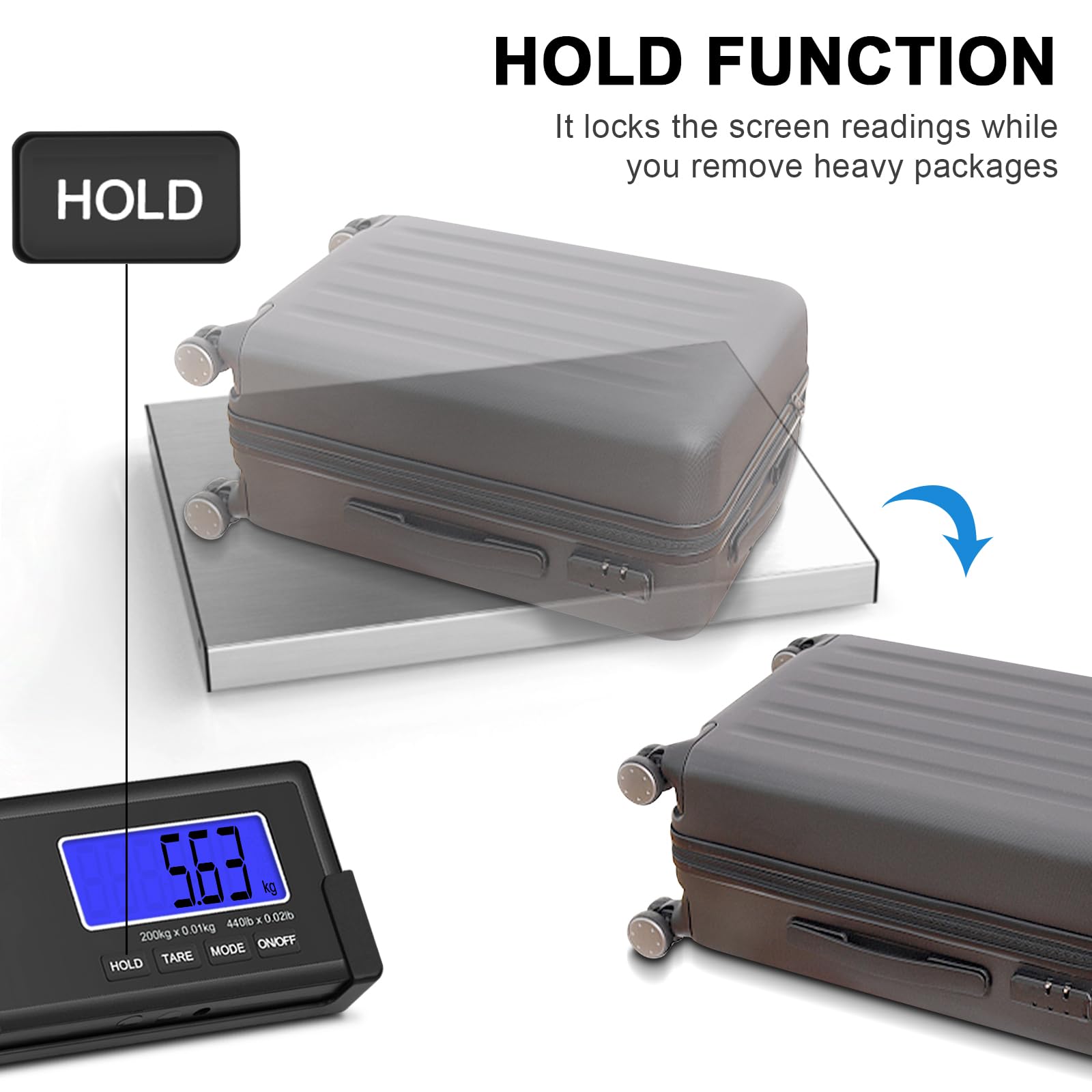 THINKSCALE 440lbs Digital Shipping Scale with 10g Precision - Wireless LCD Display Heavy Duty Postal Scale - Stainless Steel Large Platform for Packages, Luggage & Parcels - Perfect for Home, Office & Warehouse Shipping Needs