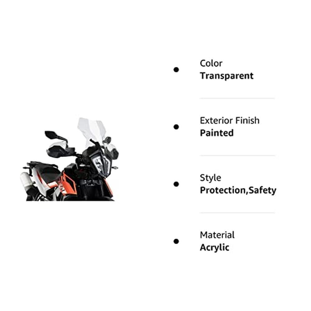Puig Touring Windshield Screen for KTM 790 Adventure (2019-2020) - Clear - Motorcycle Windshield for Adventure Touring & Long-Distance Riding