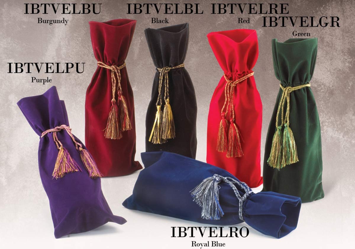 Joann Marrie Designs IBTVELRO Velvety Wine Bottle Gift Bag - Luxurious Royal Blue Velvet for Champagne & Liquor - Perfect for Weddings, Holidays & Housewarming Gifts