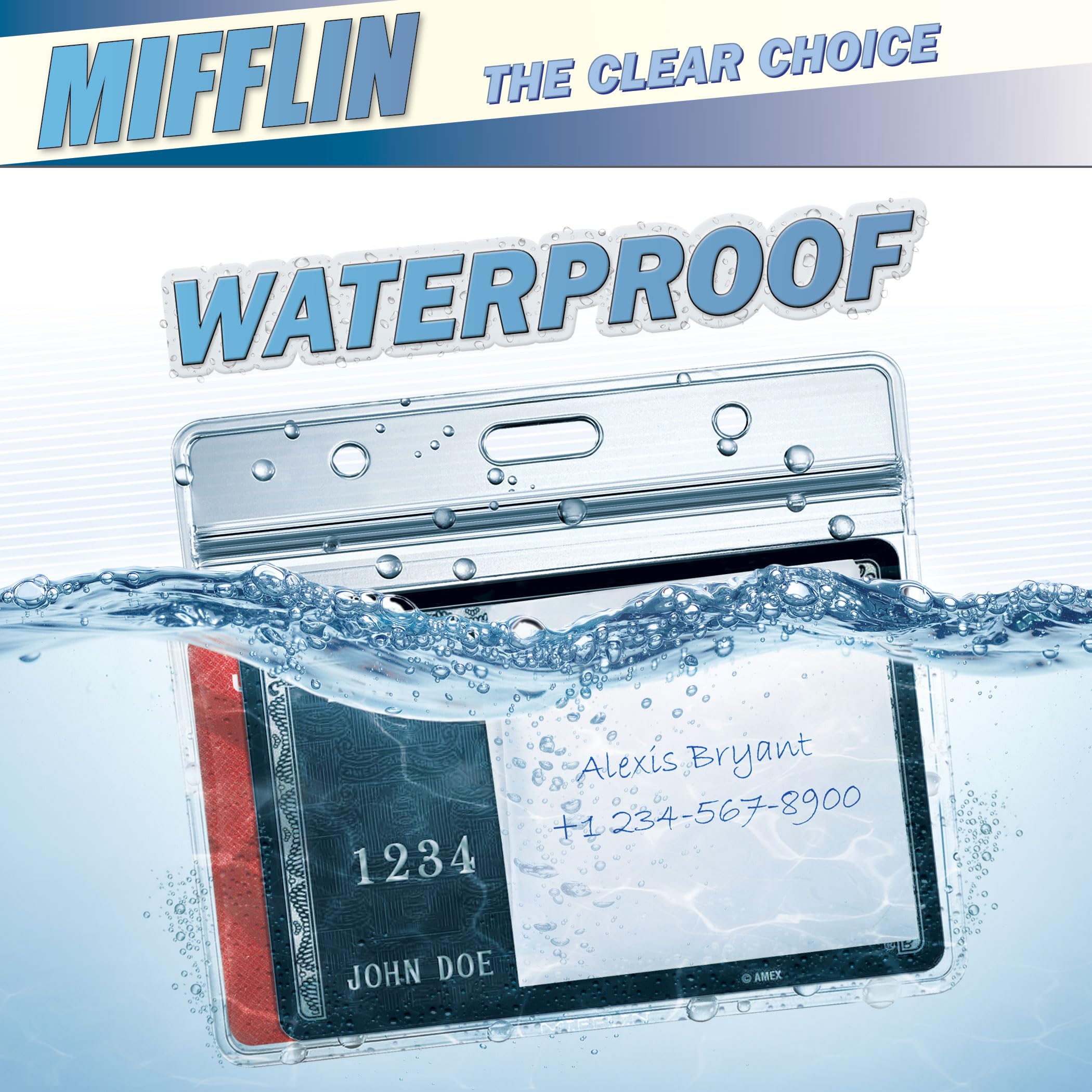 Mifflin-USA 1000 Pack Clear Horizontal ID Badge Holders (3.5x2.25 Inches) - Waterproof & Resealable Plastic Card Protectors for Events, Conferences & Workplace Security
